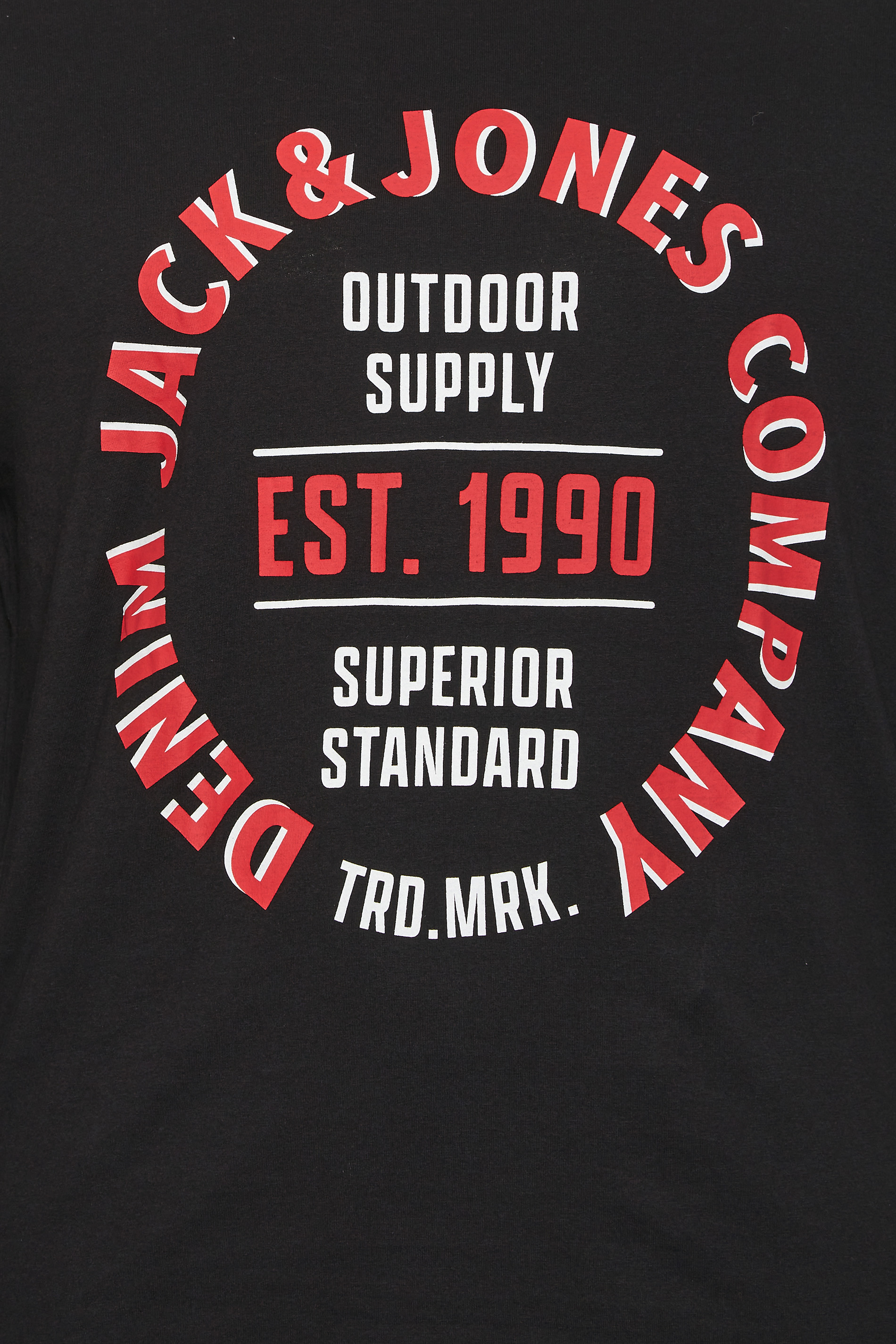 JACK & JONES Big & Tall Big & Tall Black Printed Long Sleeve T-Shirt | BadRhino 2