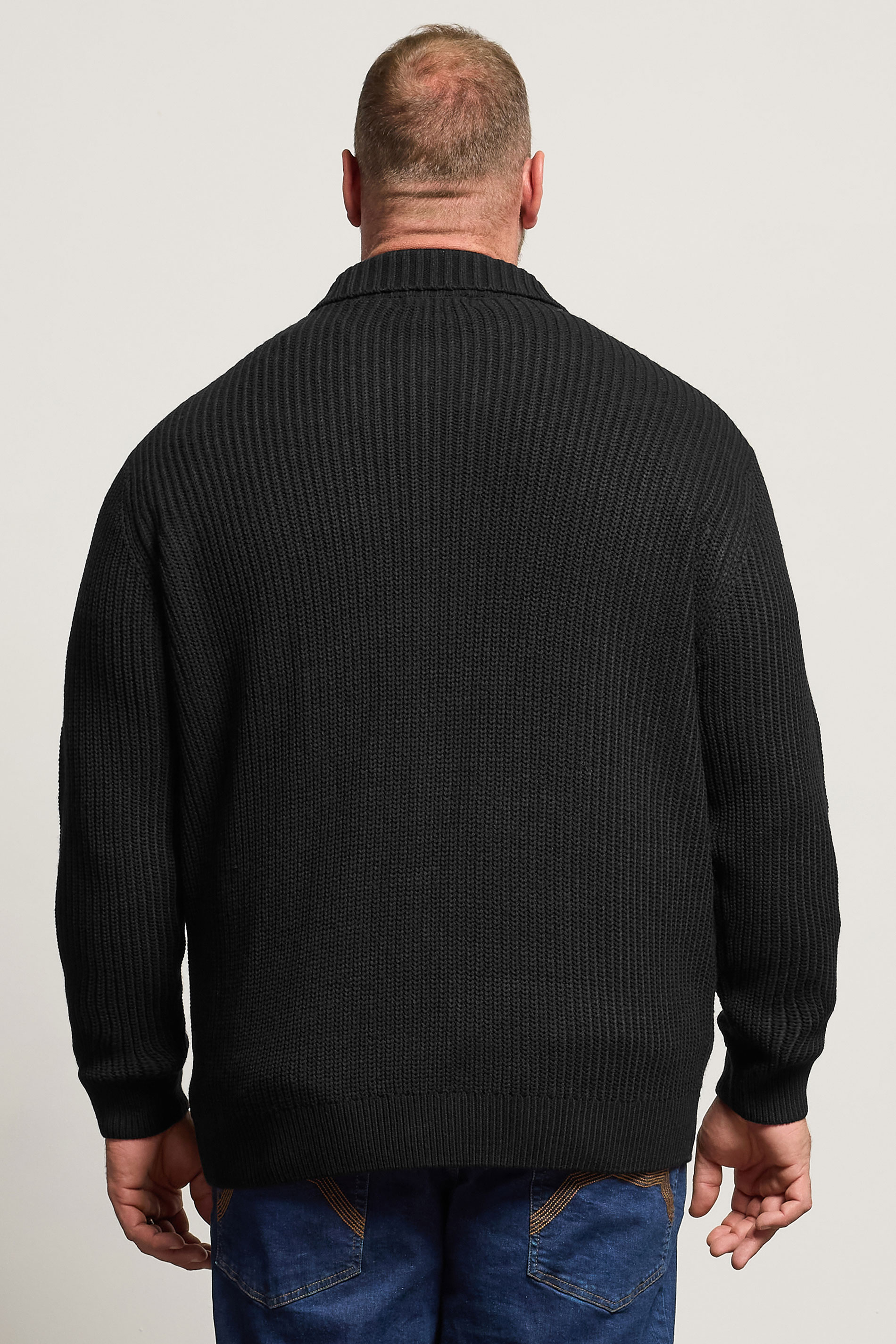 BadRhino Big & Tall Black Long Sleeve Knitted Shirt | BadRhino 5