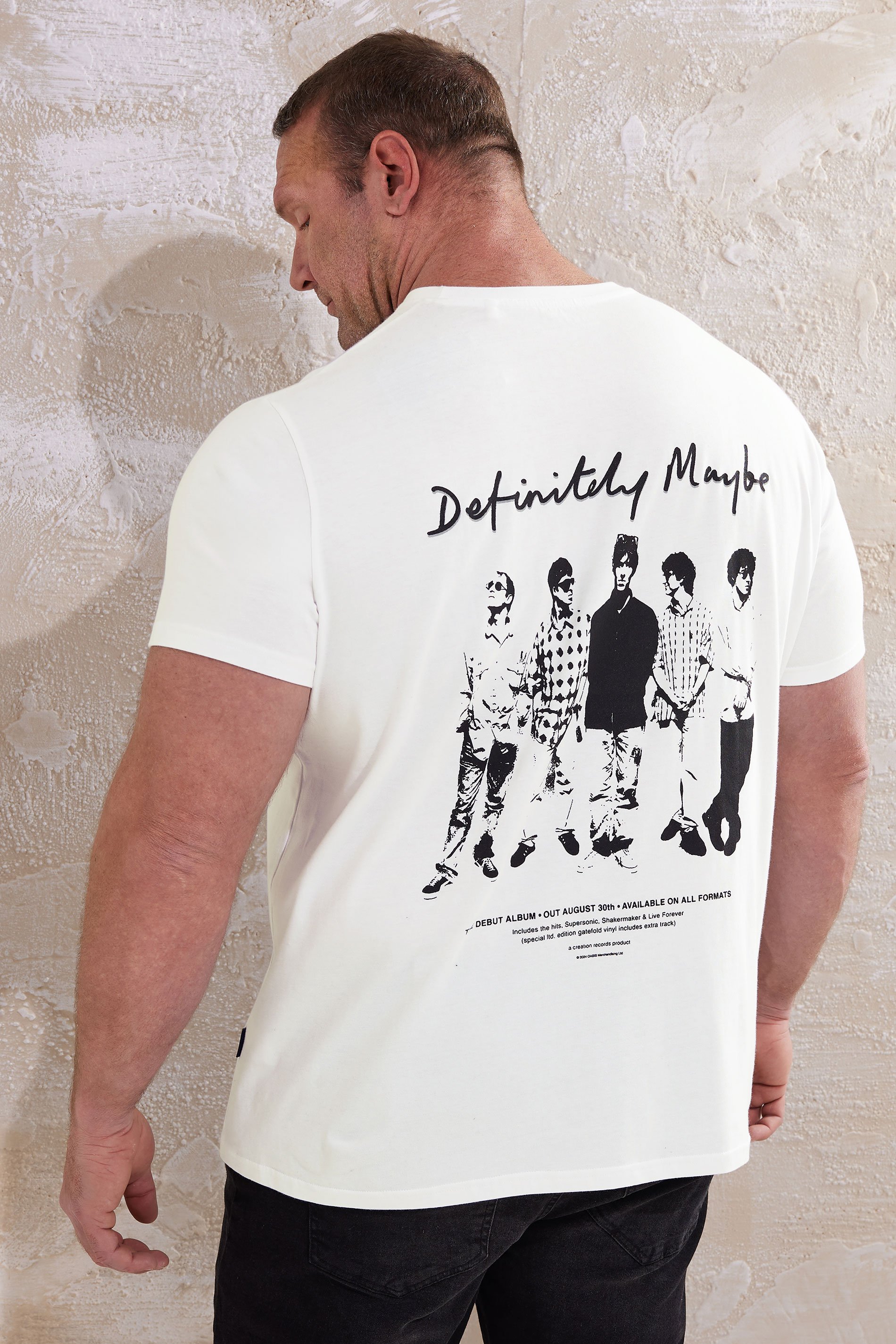 BadRhino Big & Tall White 'Definitely Maybe' Printed Oasis T-Shirt | BadRhino 3