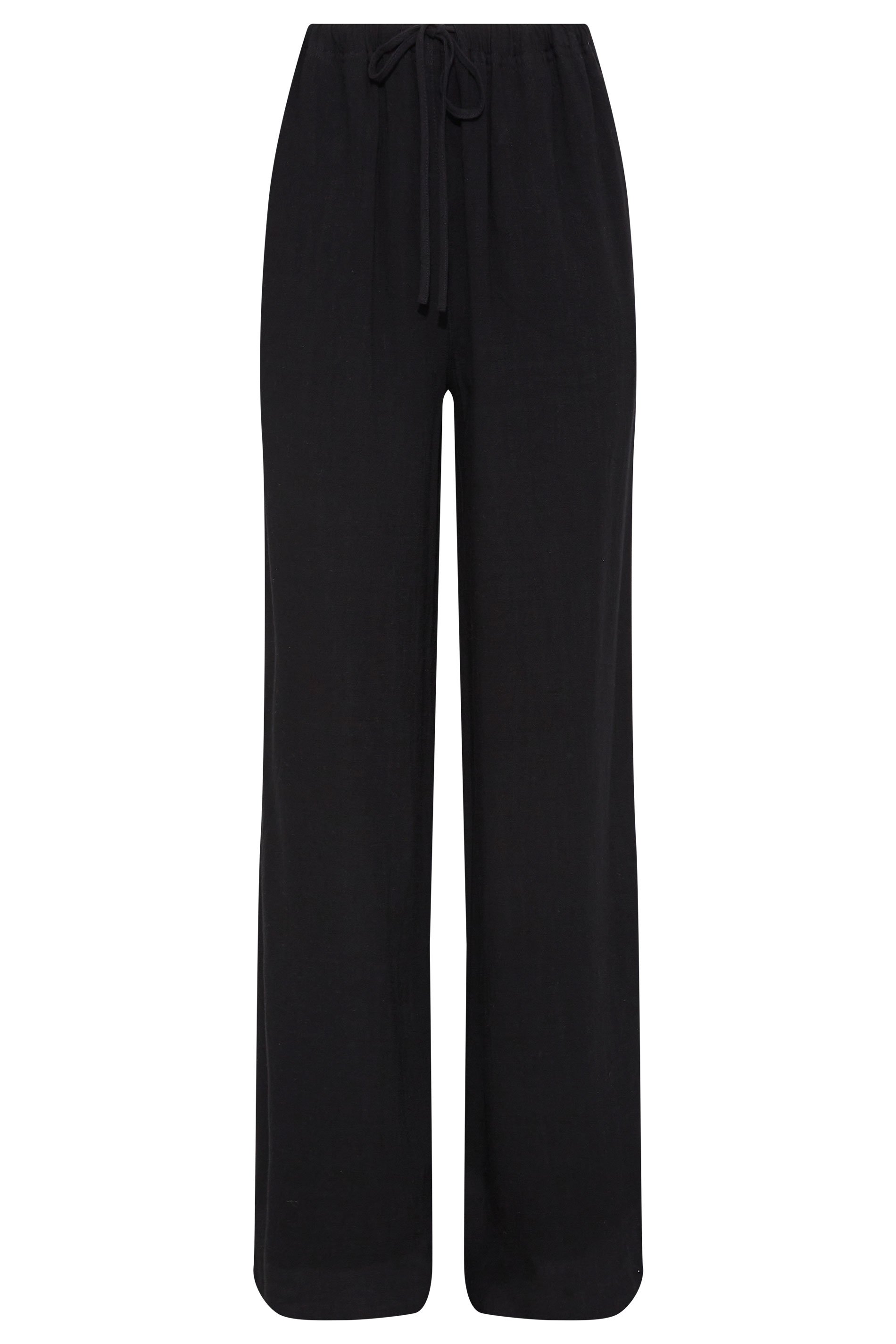LTS Tall Women's Black Linen Tie Waist Wide Leg Trousers | Long Tall Sally  6