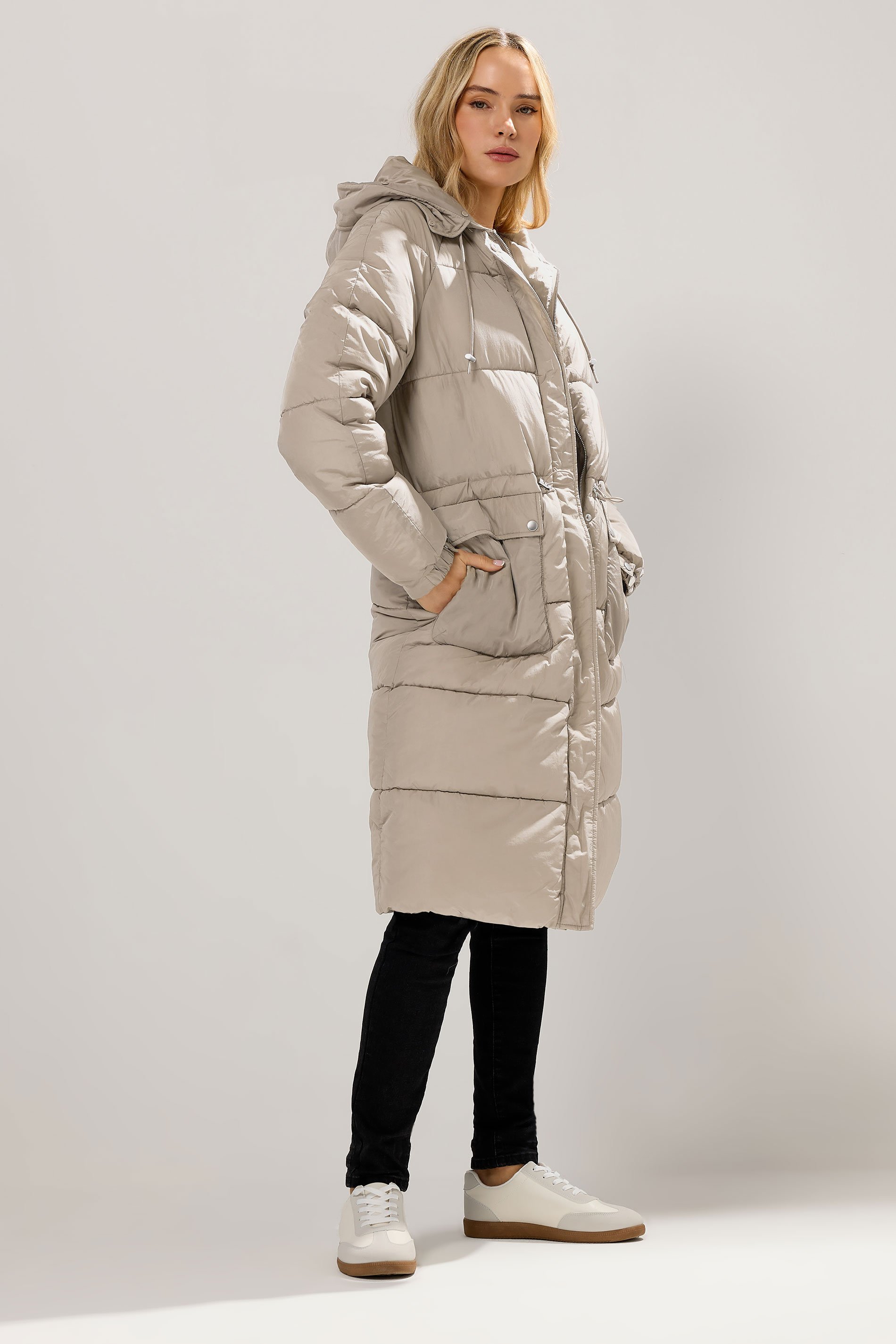 LTS Tall Natural Brown Padded Midi Coat | Long Tall Sally 3