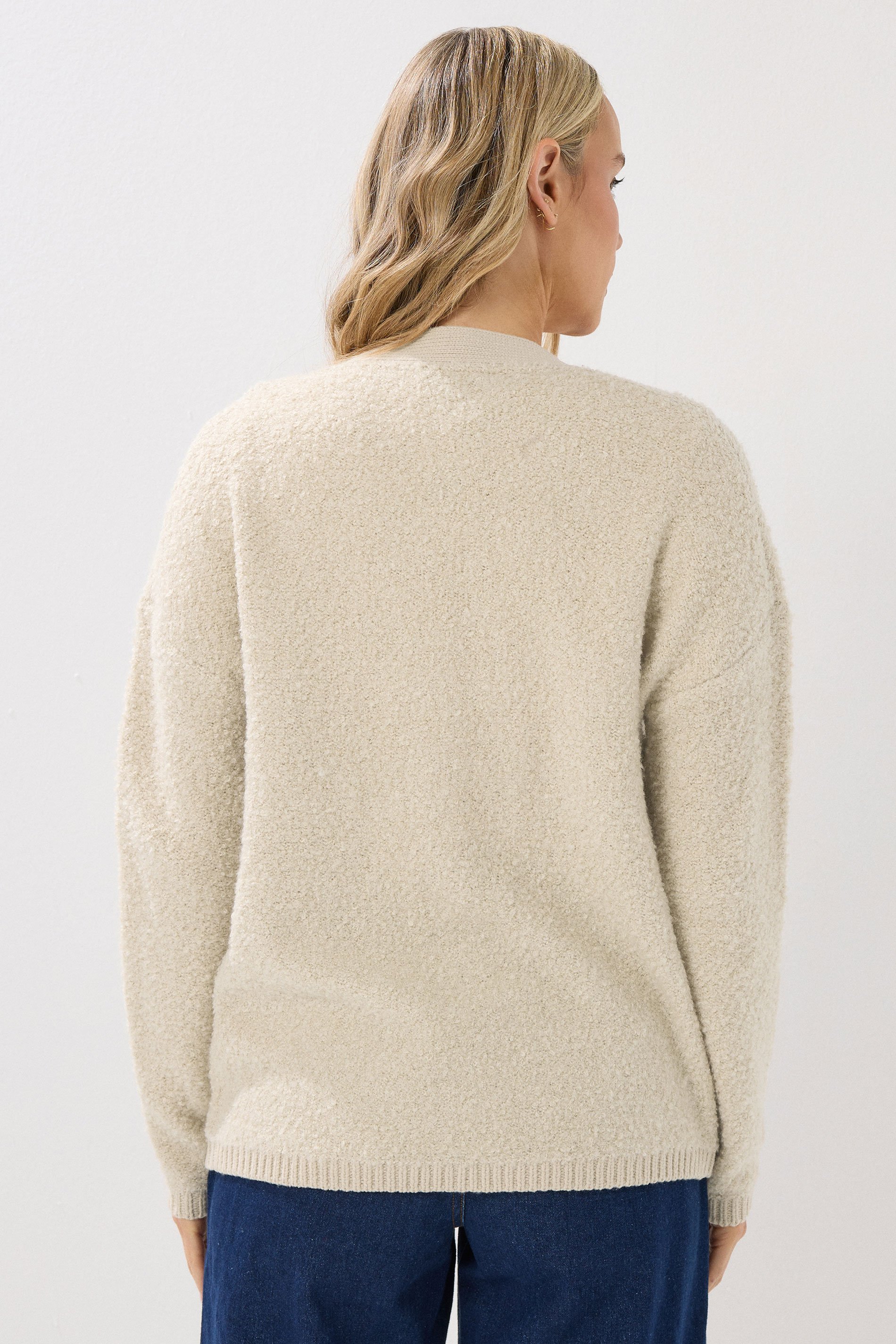 LTS Tall Ivory White Boucle Knitted Cardigan | Long Tall Sally 4