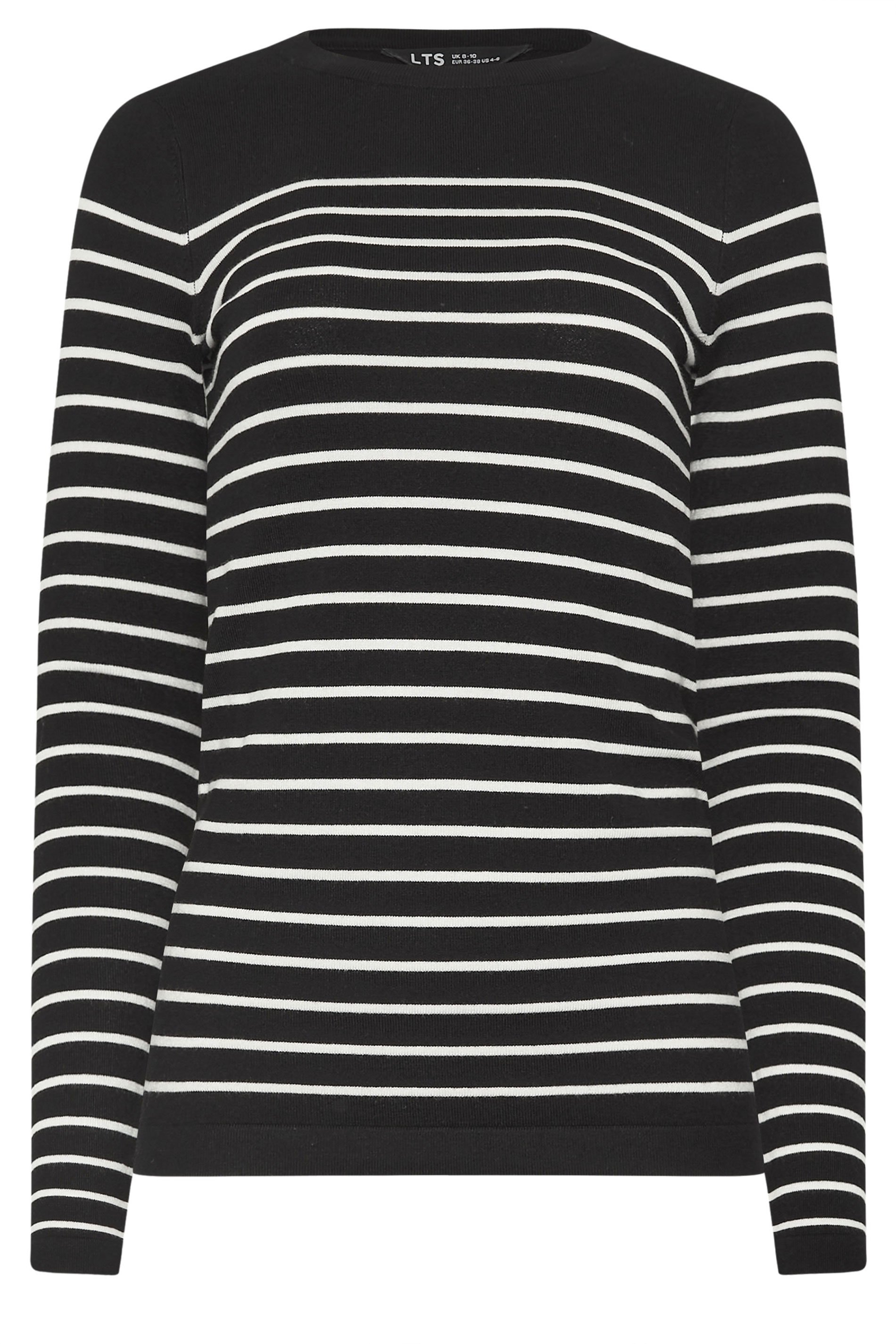 LTS Tall Black Fine Knit Striped Jumper | Long Tall Sally 5