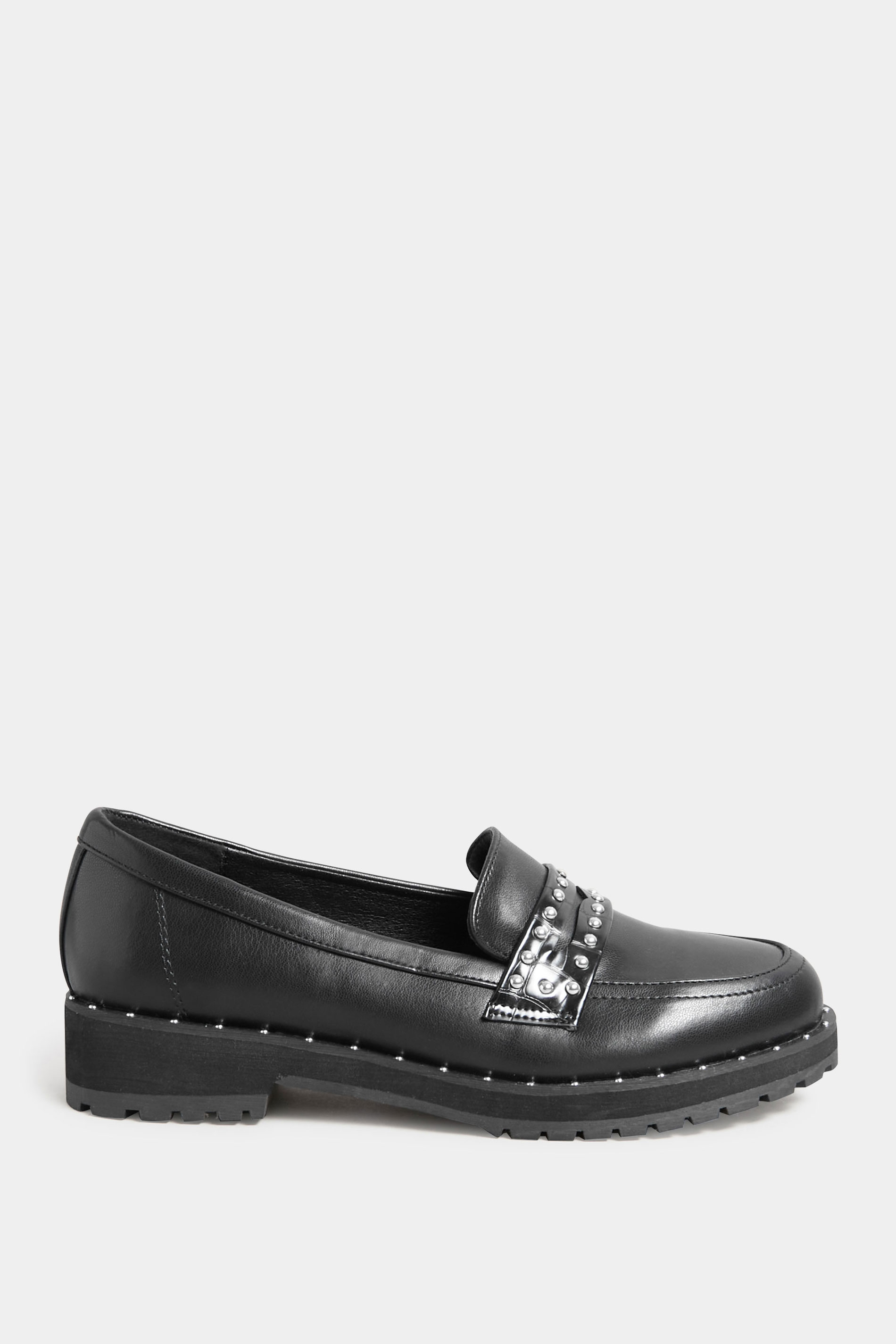 LTS Black Stud Loafers In Standard Fit | Long Tall Sally 3