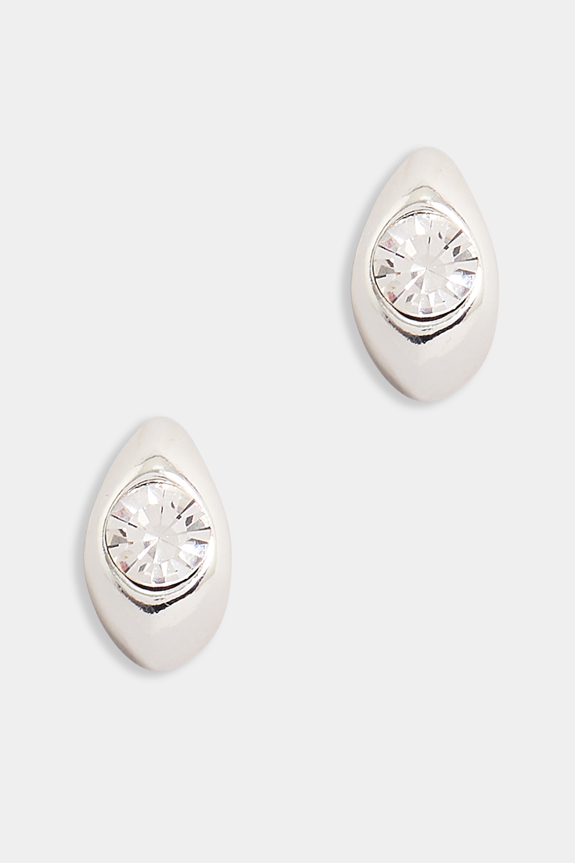 Silver Tone Diamante Stud Hoop Earrings | Yours Clothing 2