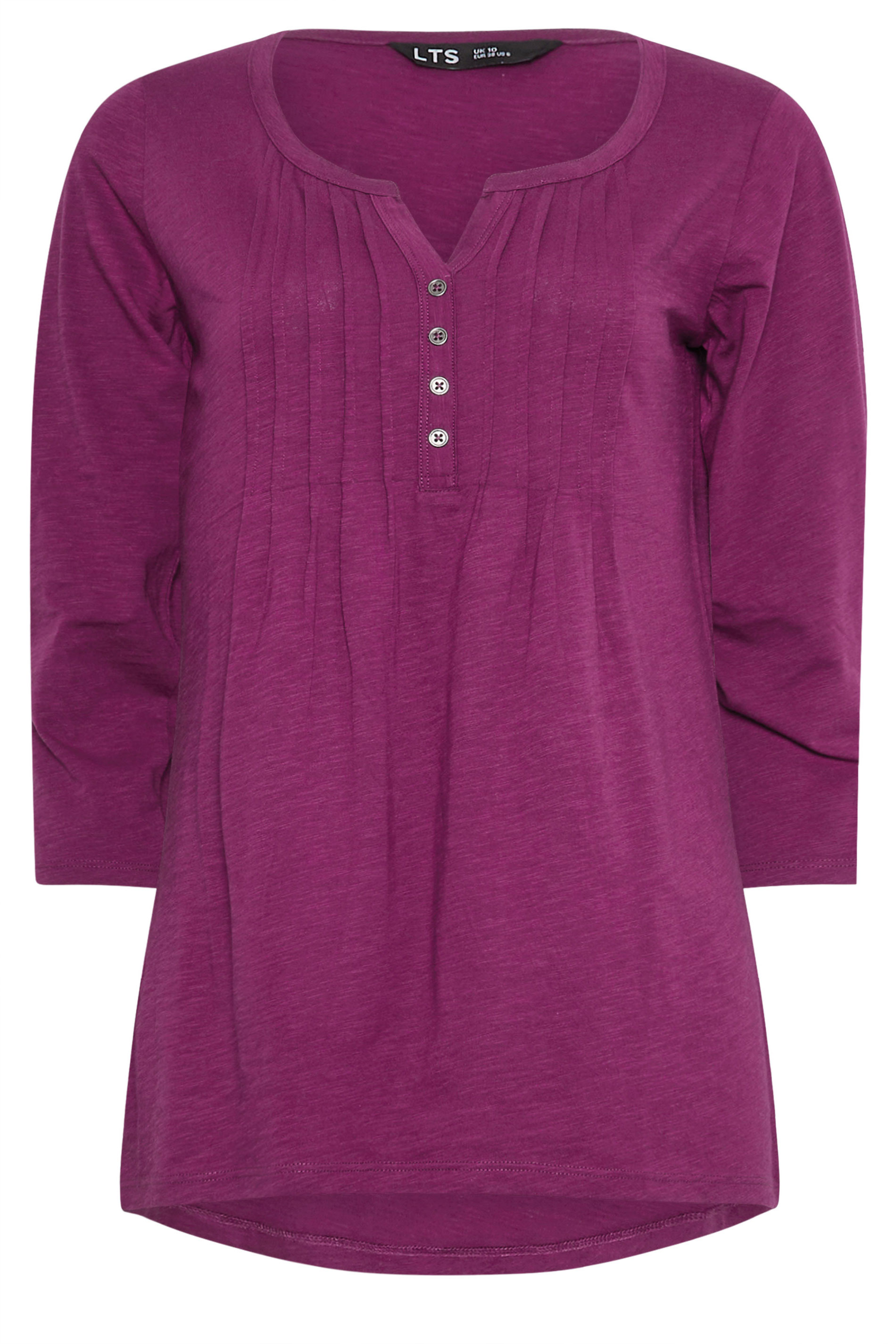 LTS Tall 2 PACK Beige Brown & Dark Pink Henley Tops | Long Tall Sally 9