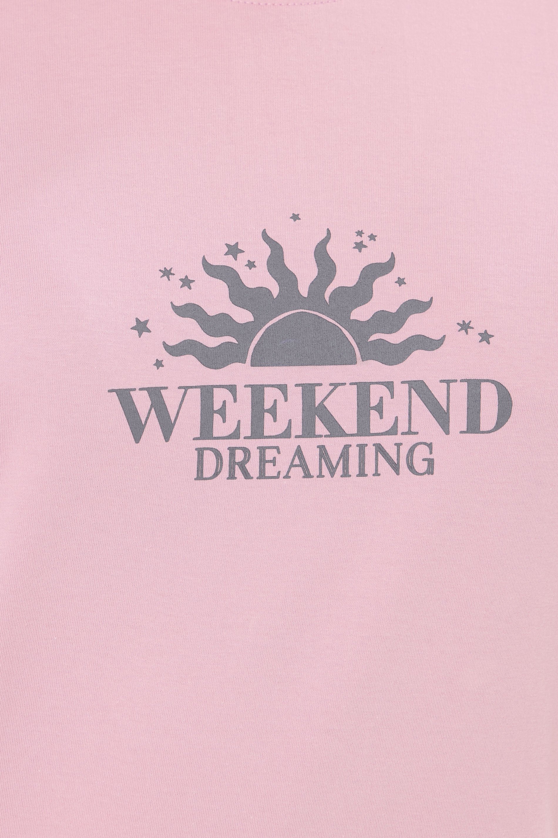 LTS Tall Women's Pink 'Weekend Dreaming' Slogan Pyjama Set | Long Tall Sally 5