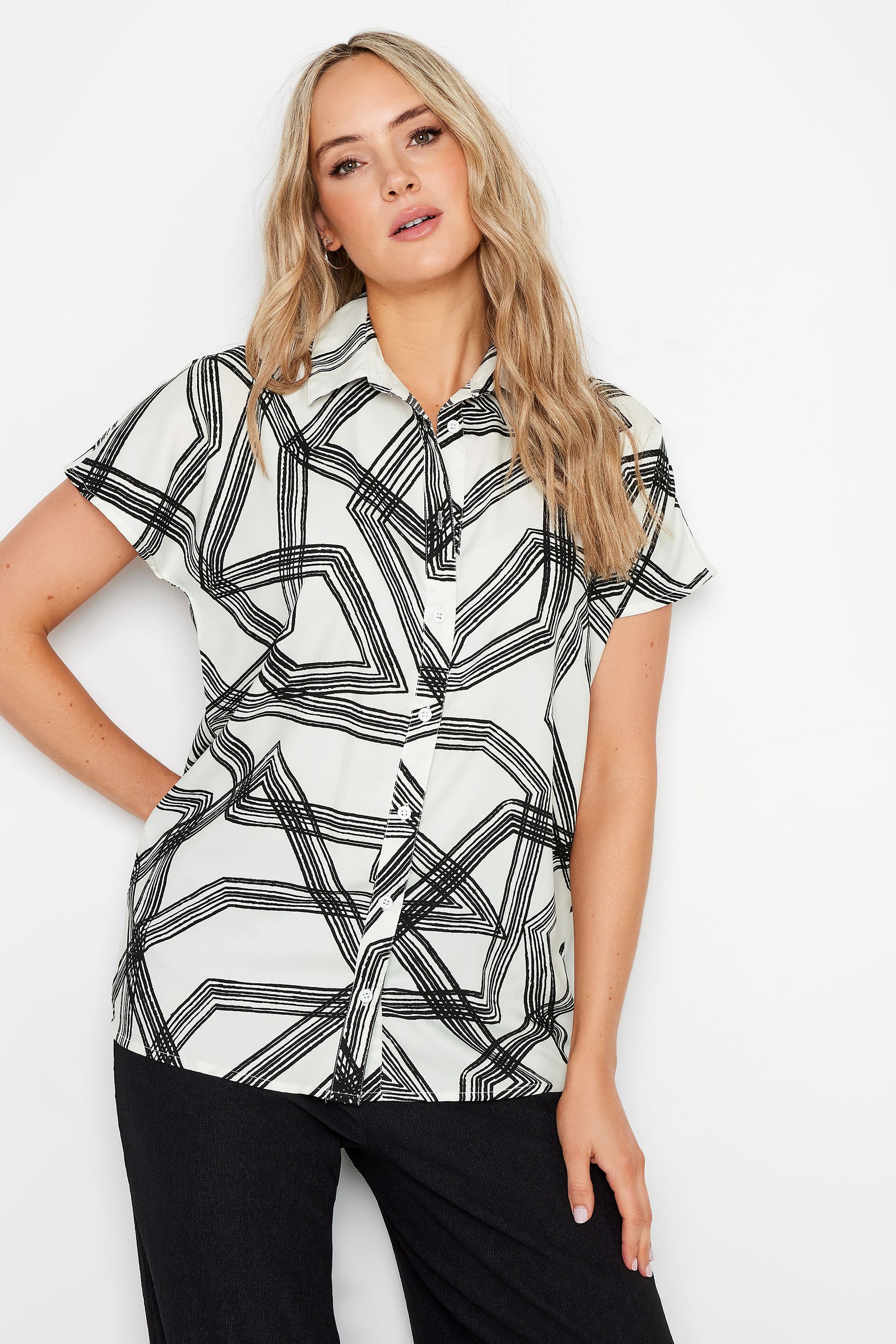 LTS Tall White Abstract Print Shirt | Long Tall Sally