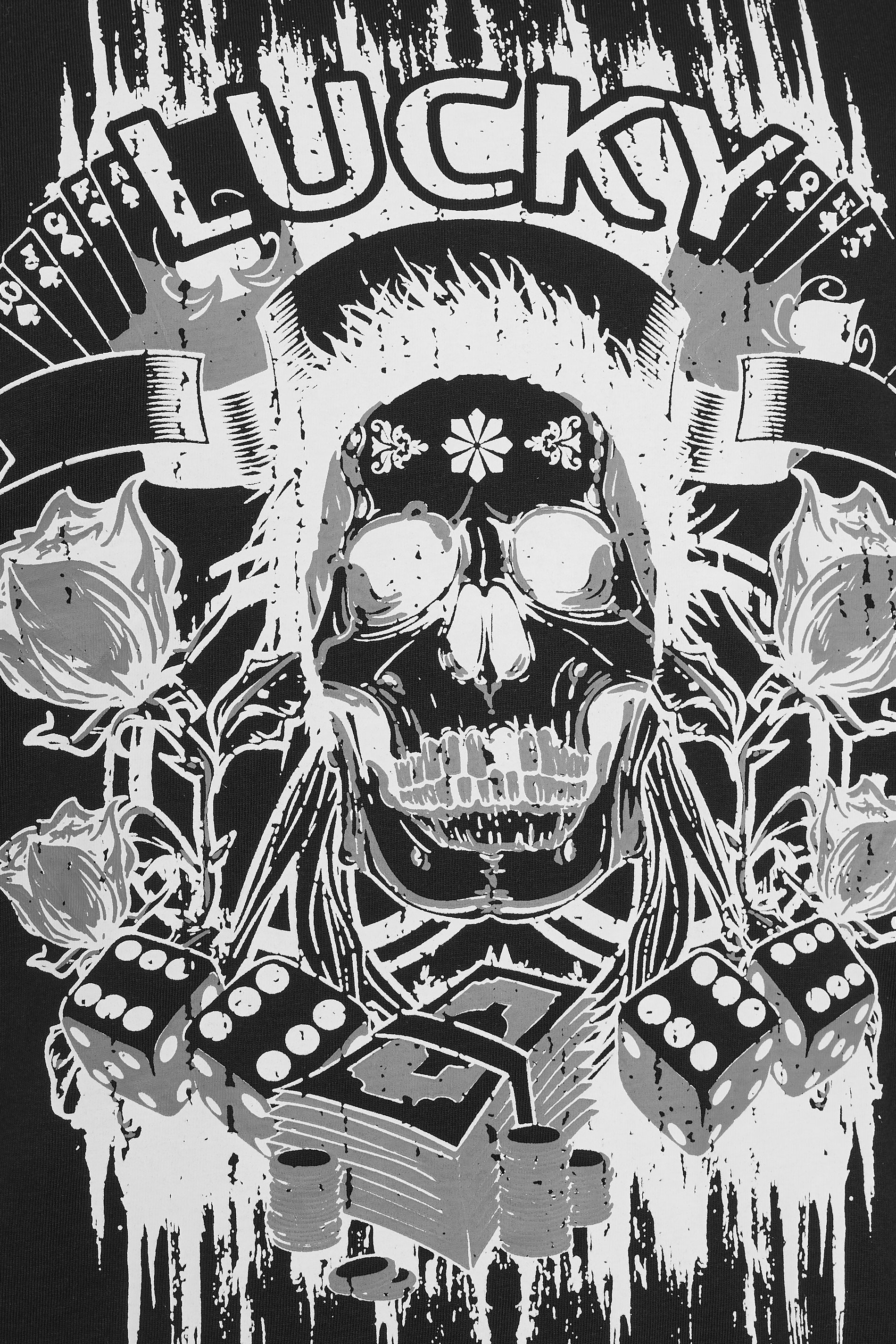 KAM Big & Tall Black 'Lucky' Skull T-Shirt | BadRhino 2