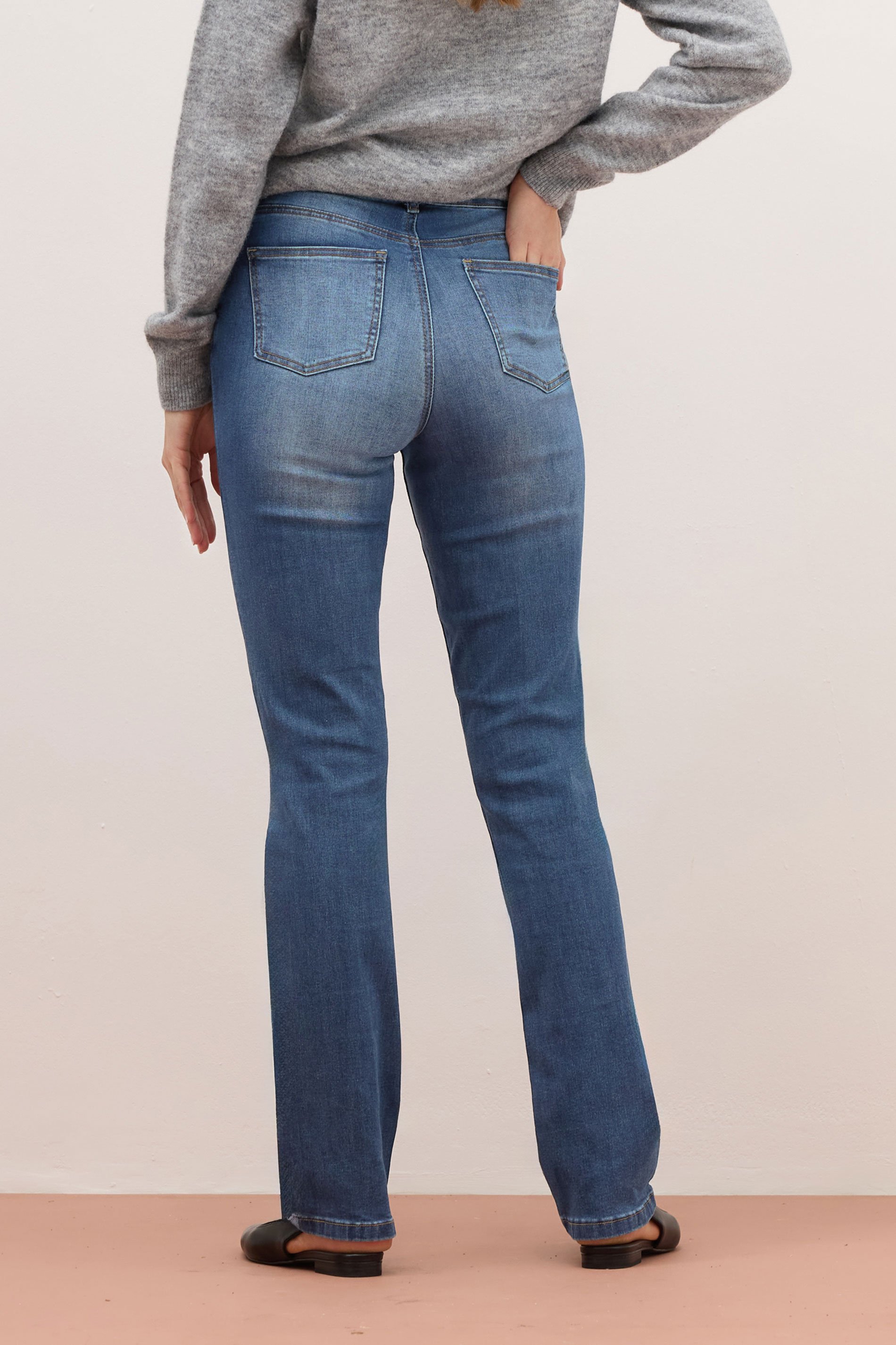 LTS PREMIUM Tall Womens Mid Blue IVY Stretch Straight Leg Jeans | Long Tall Sally 4