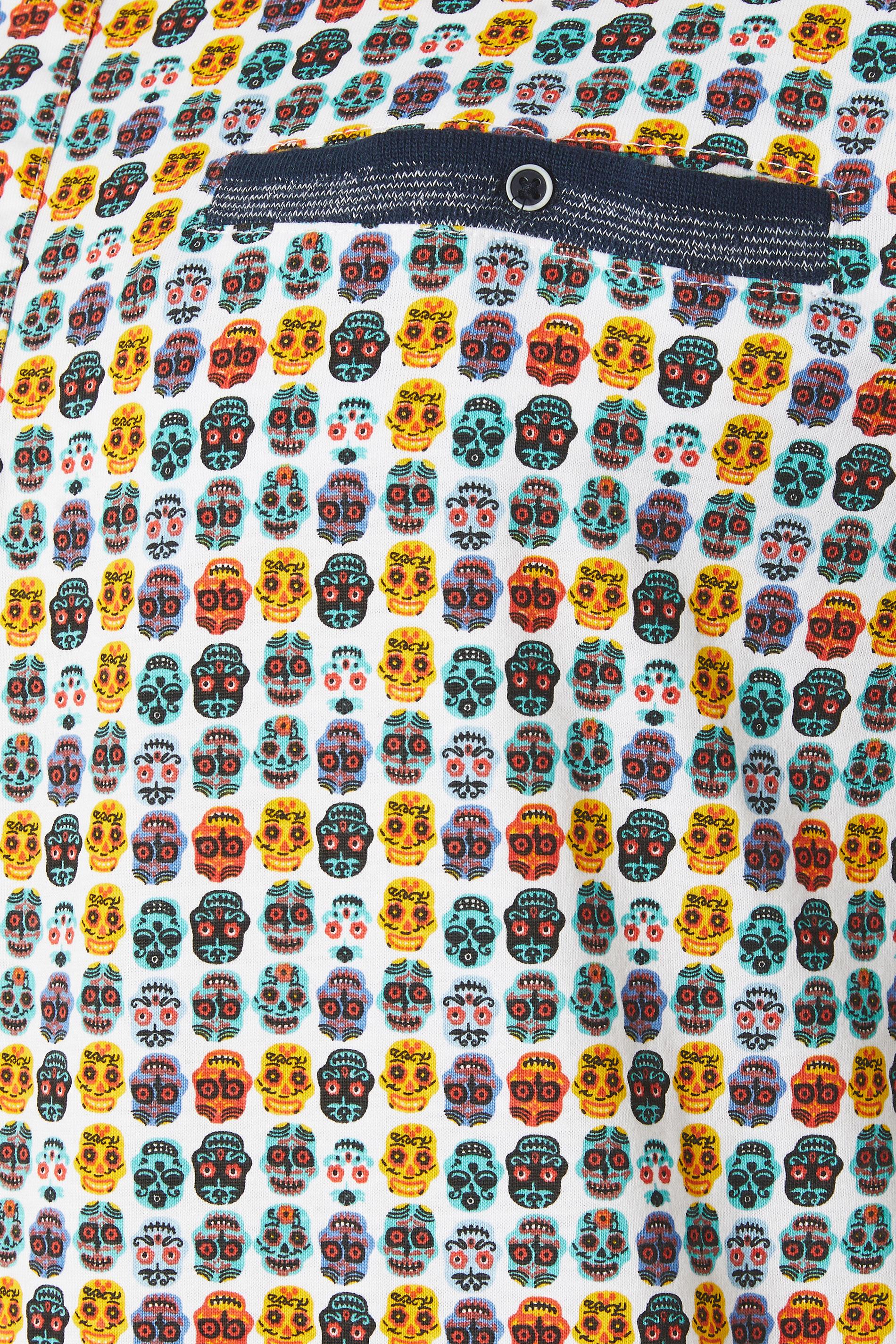 KAM Big & Tall White Skull Print Polo Shirt | BadRhino 2