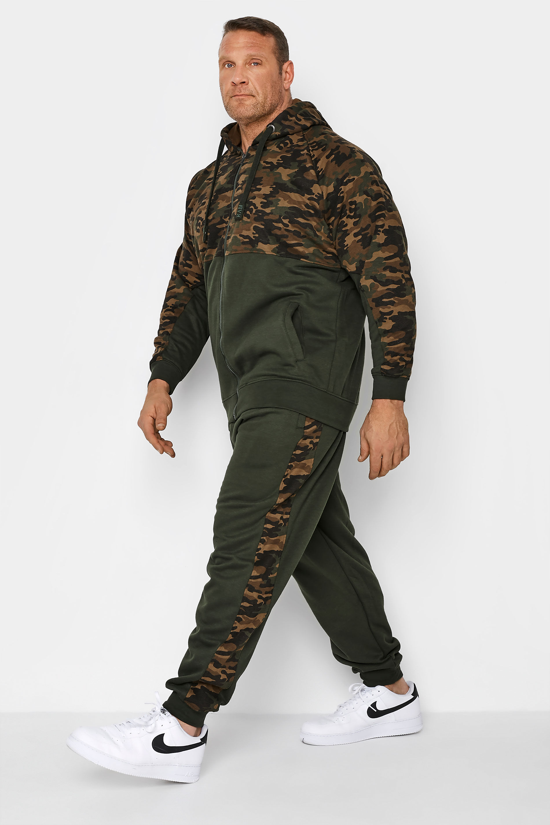 KAM Khaki Green Camo Side Panel Joggers | BadRhino 2