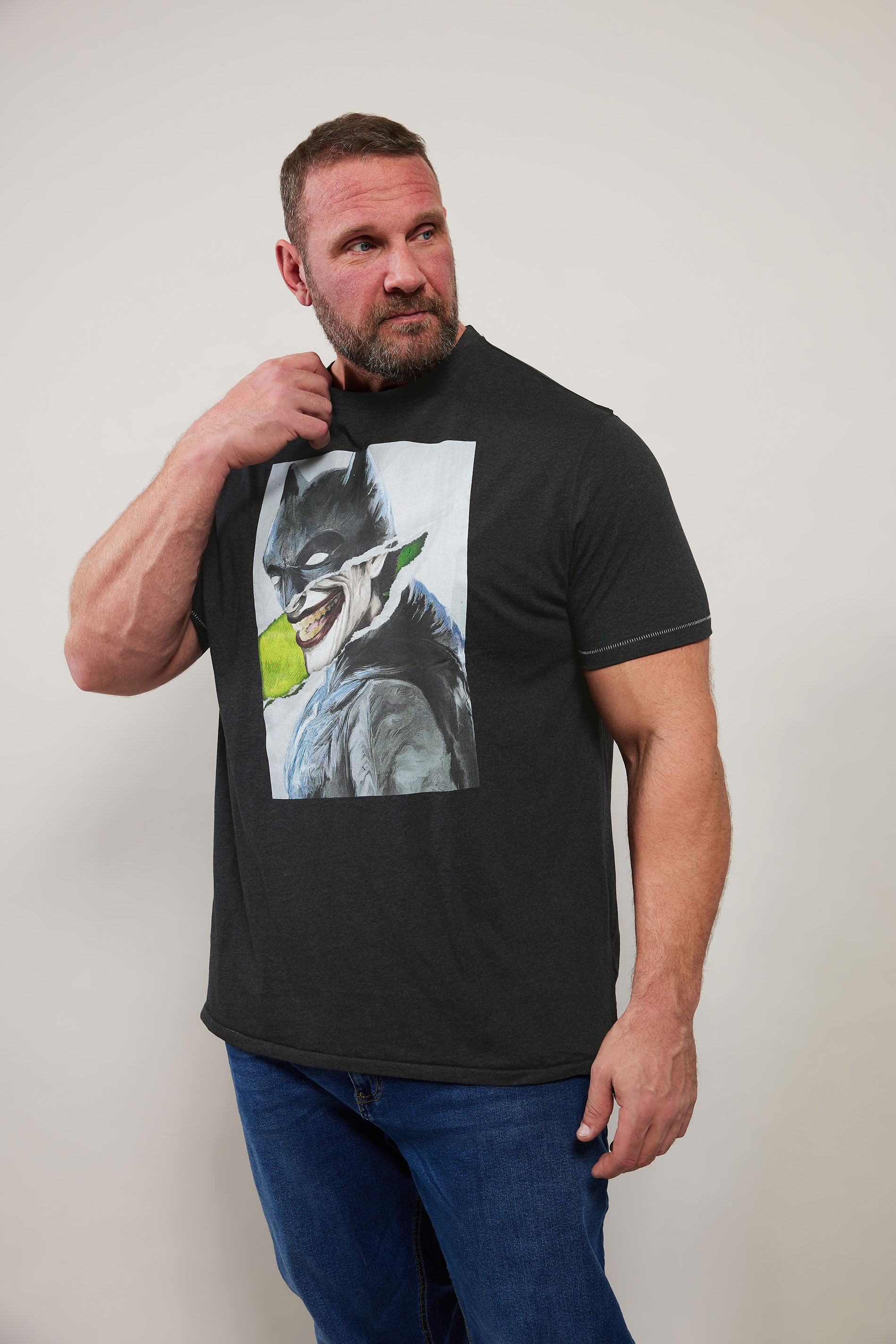 D555 Big & Tall Black Batman Graphic Print T-Shirt | BadRhino 1