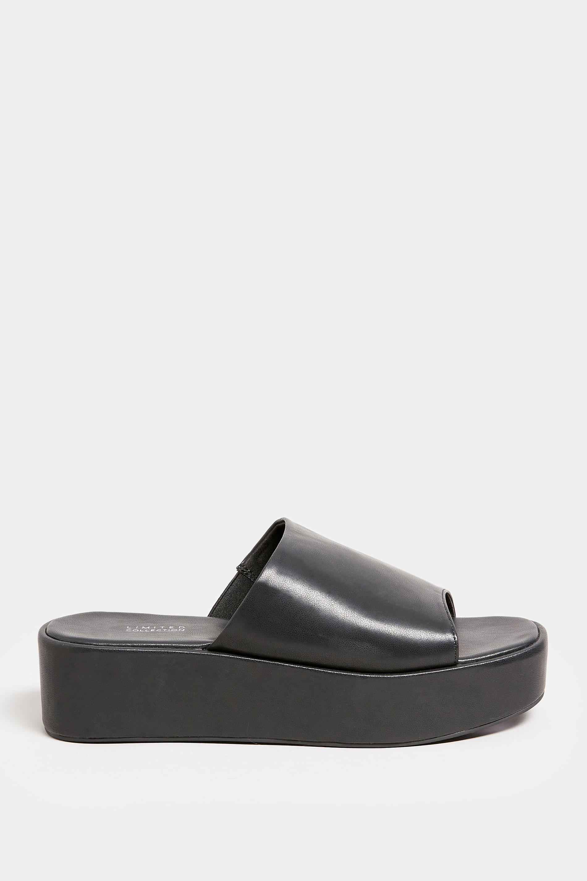 LIMITED COLLECTION Black Platform Mule Sandals In E Wide Fit & EEE Extra Wide Fit 3