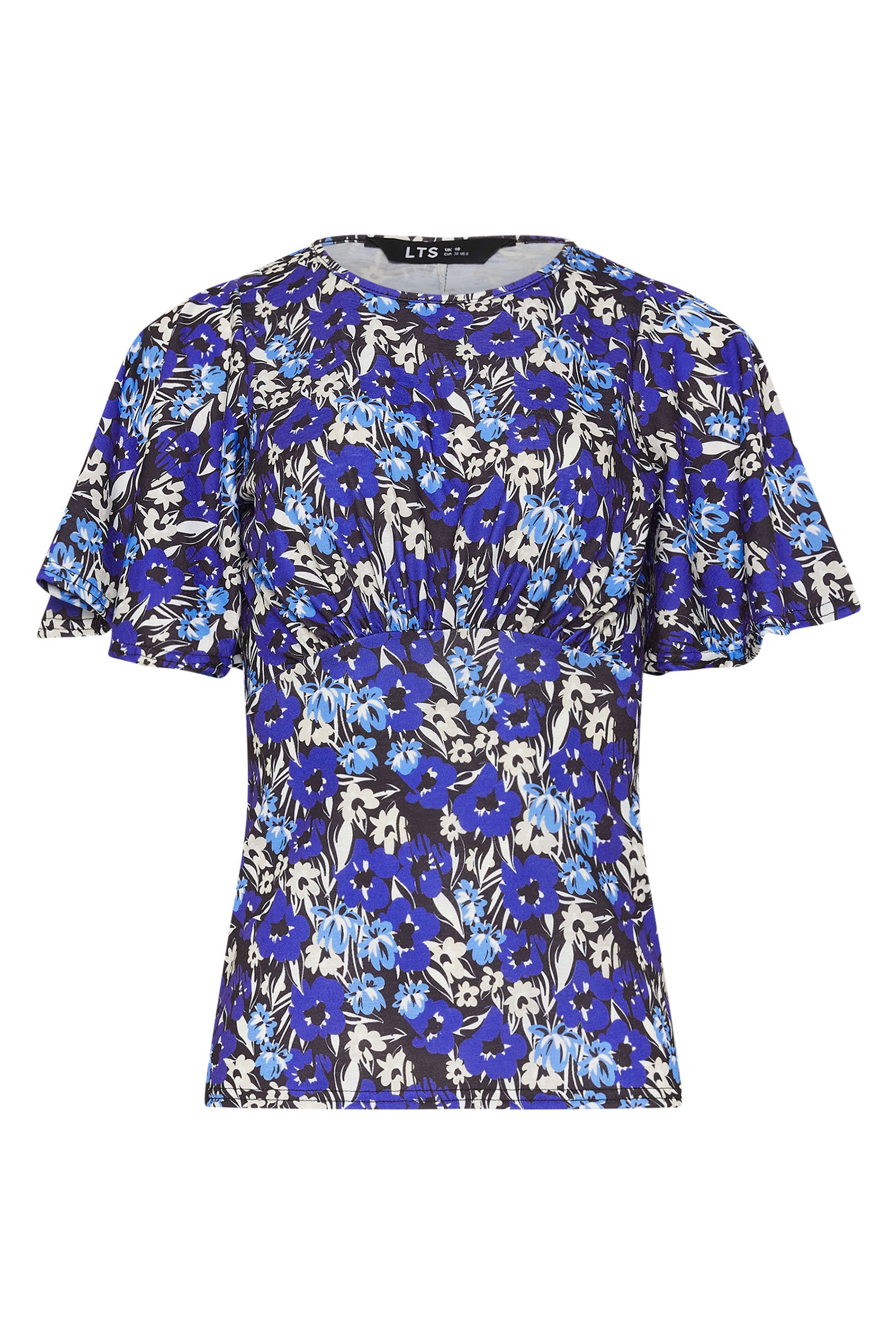 LTS Tall Women's Blue Floral Print Peplum Top | Long Tall Sally
