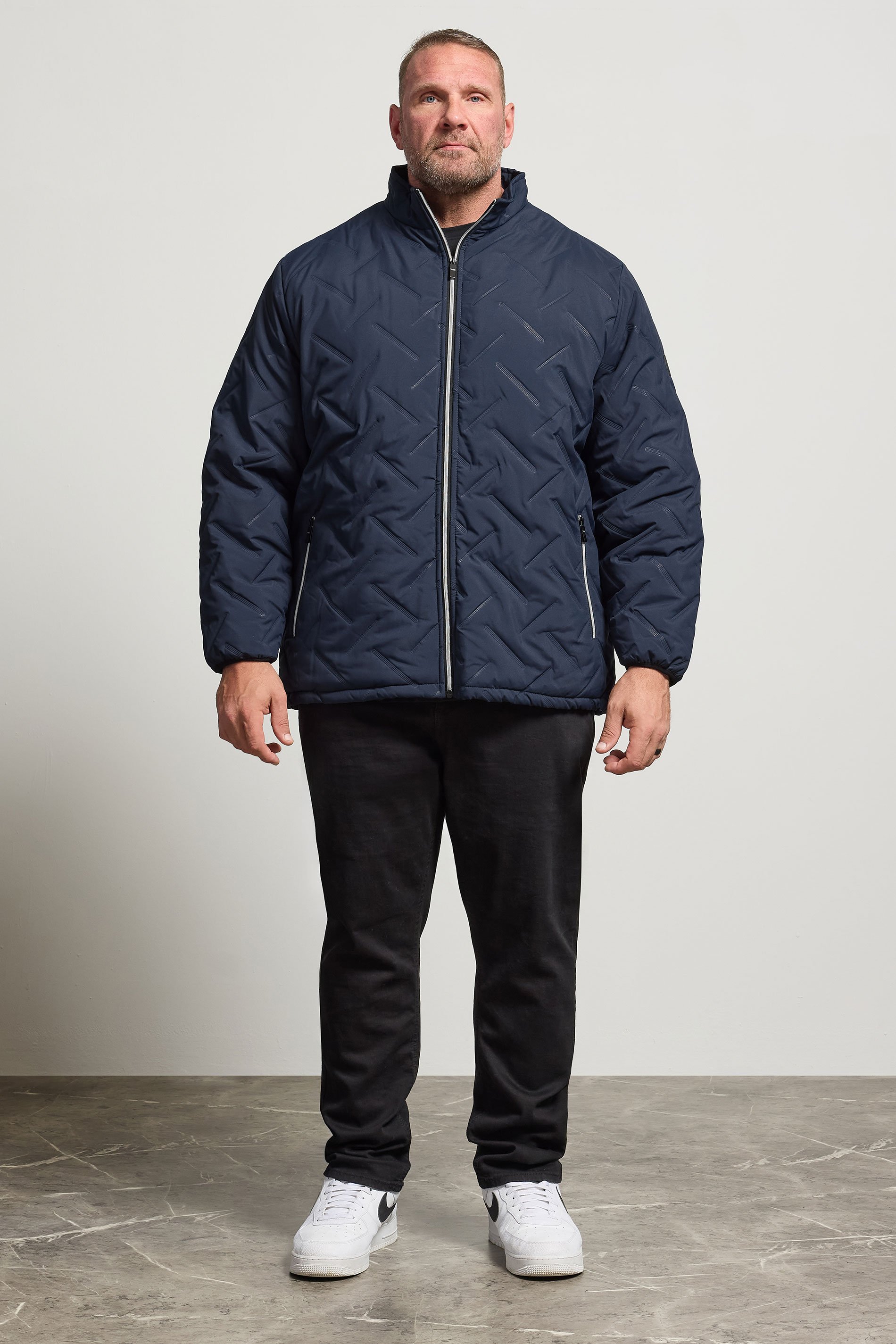 D555 Big & Tall Navy Blue Quilted Padded Jacket | BadRhino 3