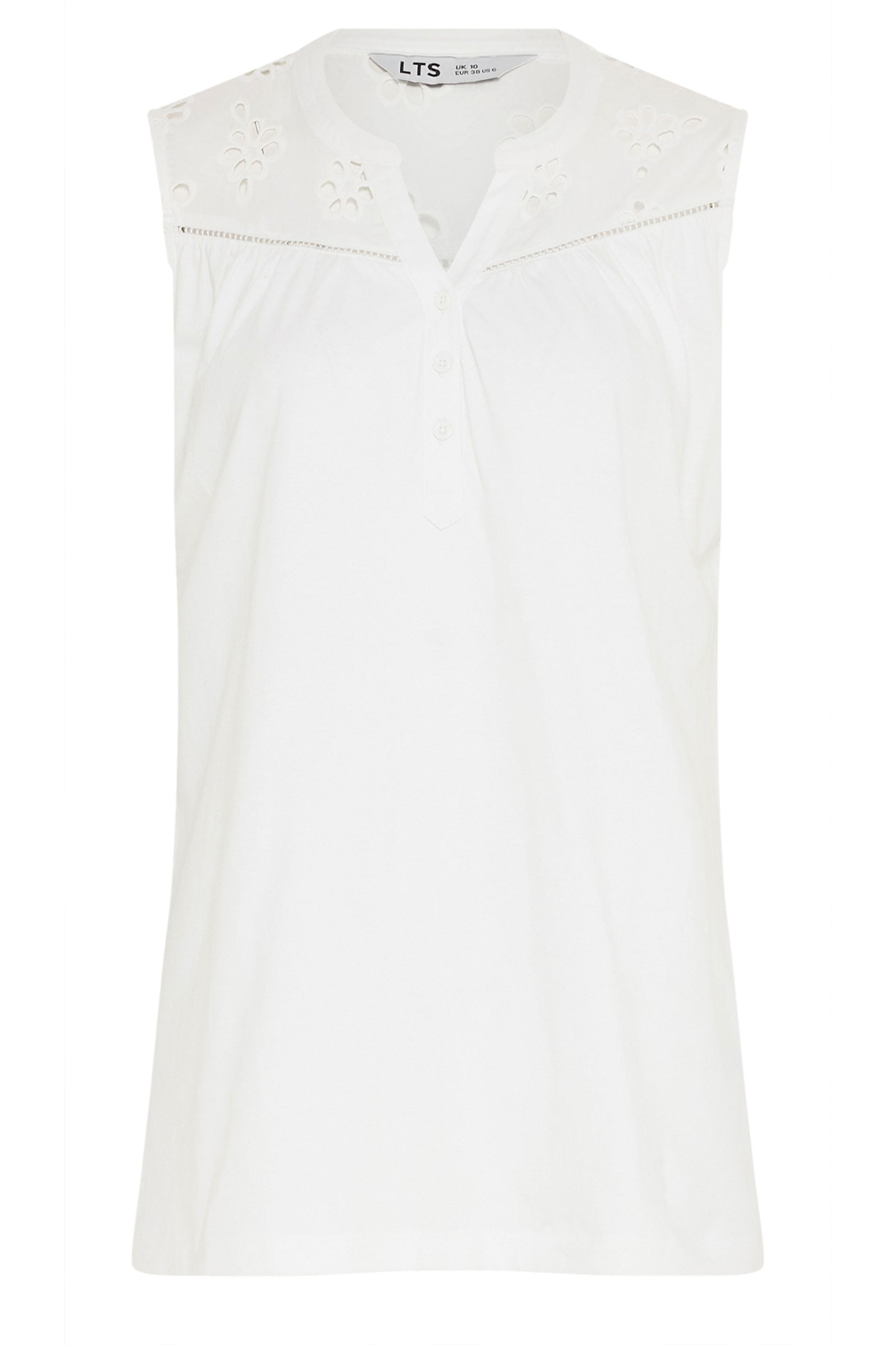 LTS Tall Women's White Embroidered Cotton Vest | Long Tall Sally 5