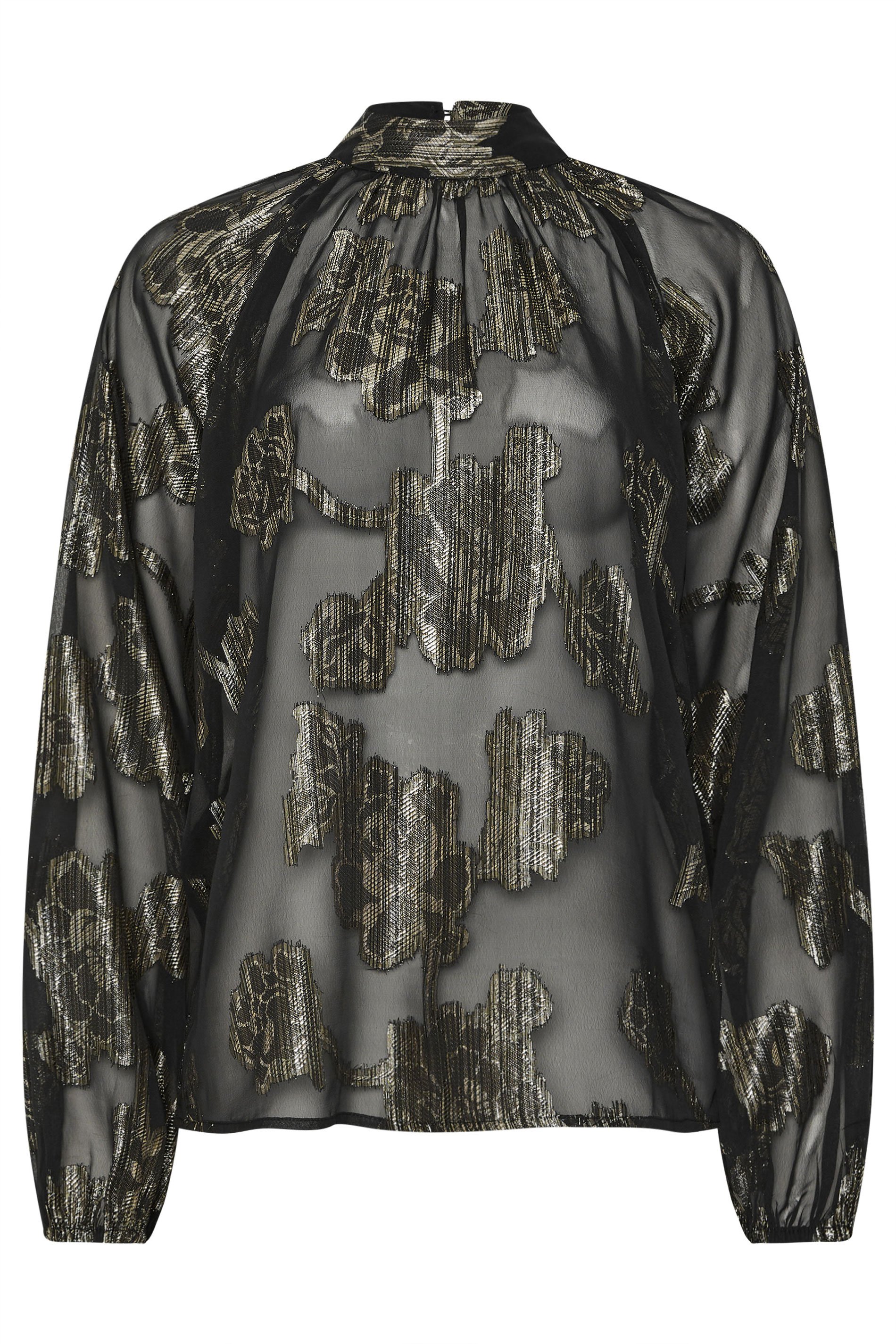 LTS Tall Black Floral Jacquard High Neck Blouse | Long Tall Sally 5