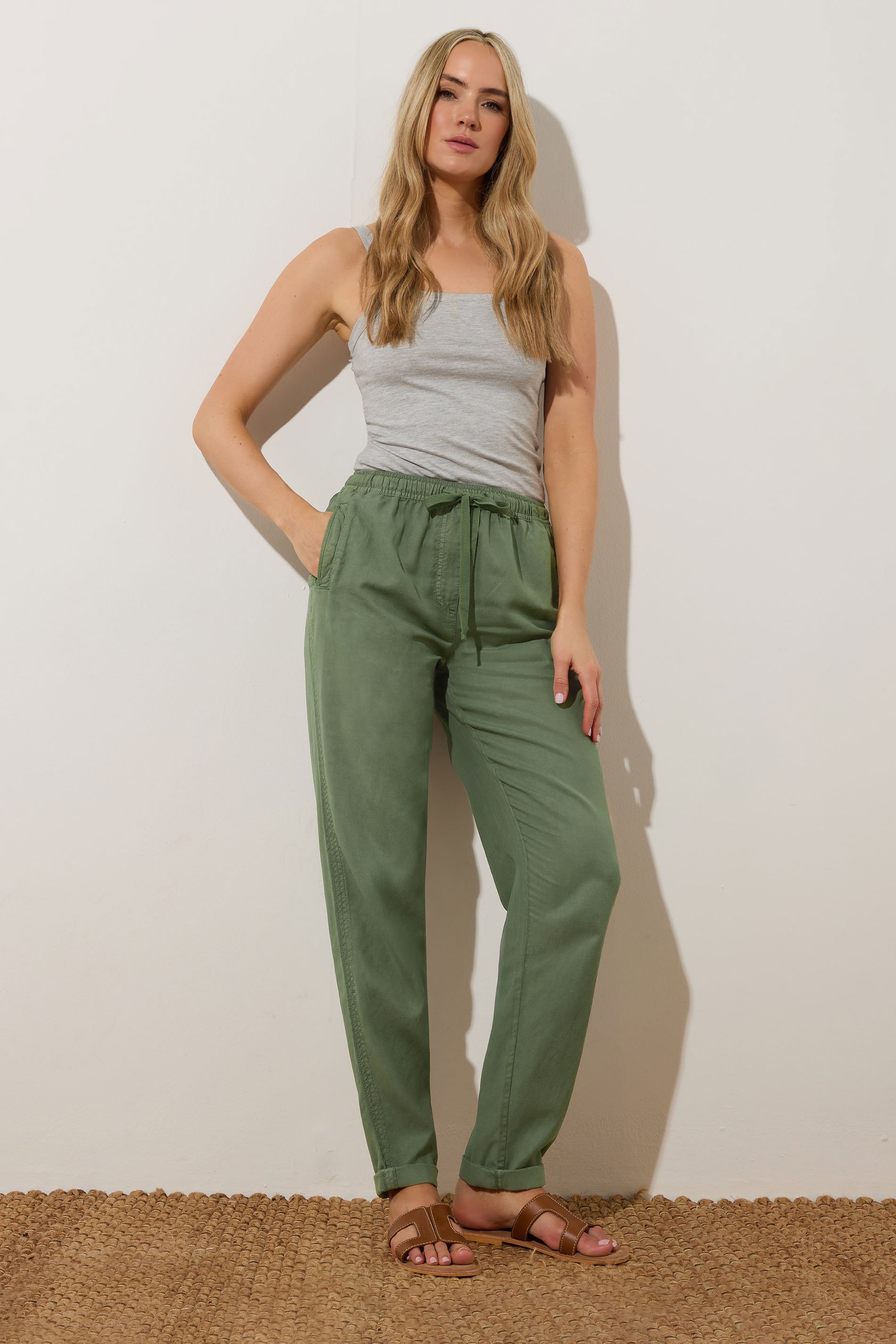 LTS Tall Green Lyocell Blend Joggers | Long Tall Sally 2