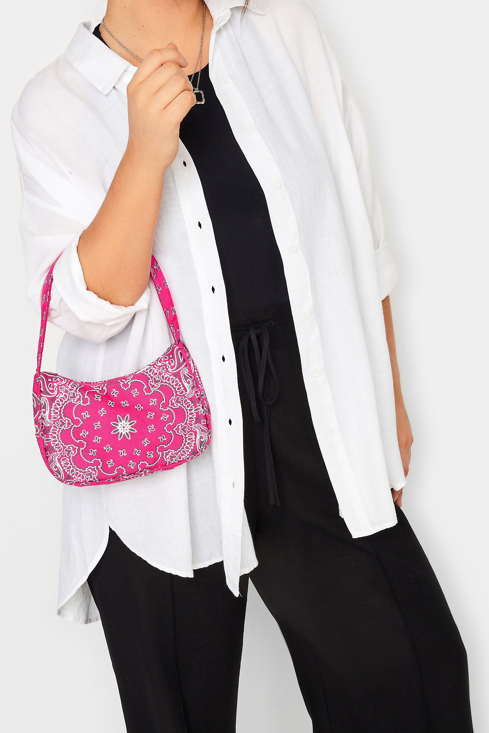 Pink Paisley Print Shoulder Bag | Yours Clothing 1