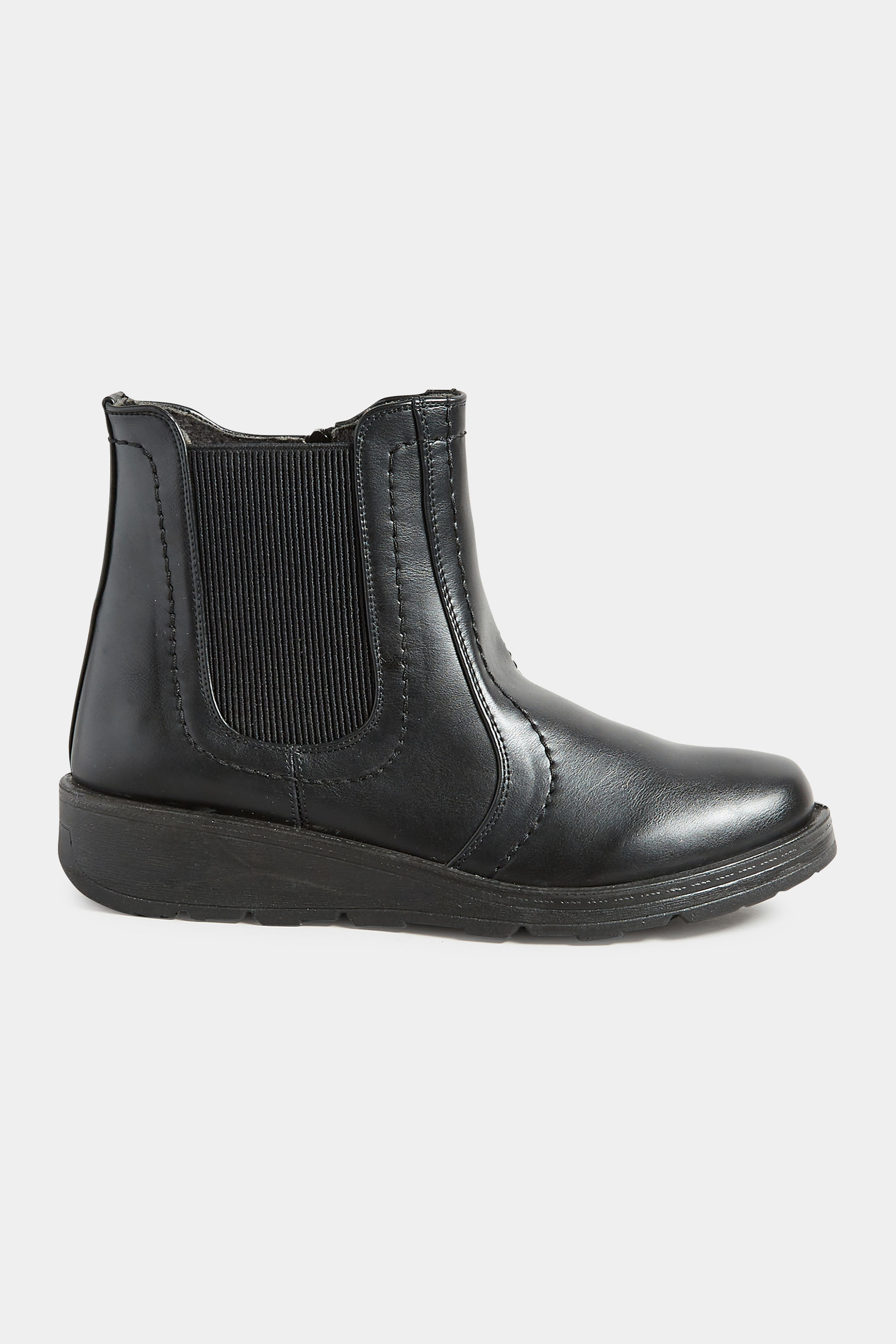 Black Wedge Chelsea Boots In Wide E Fit & Extra Wide EEE Fit | Yours Clothing 3