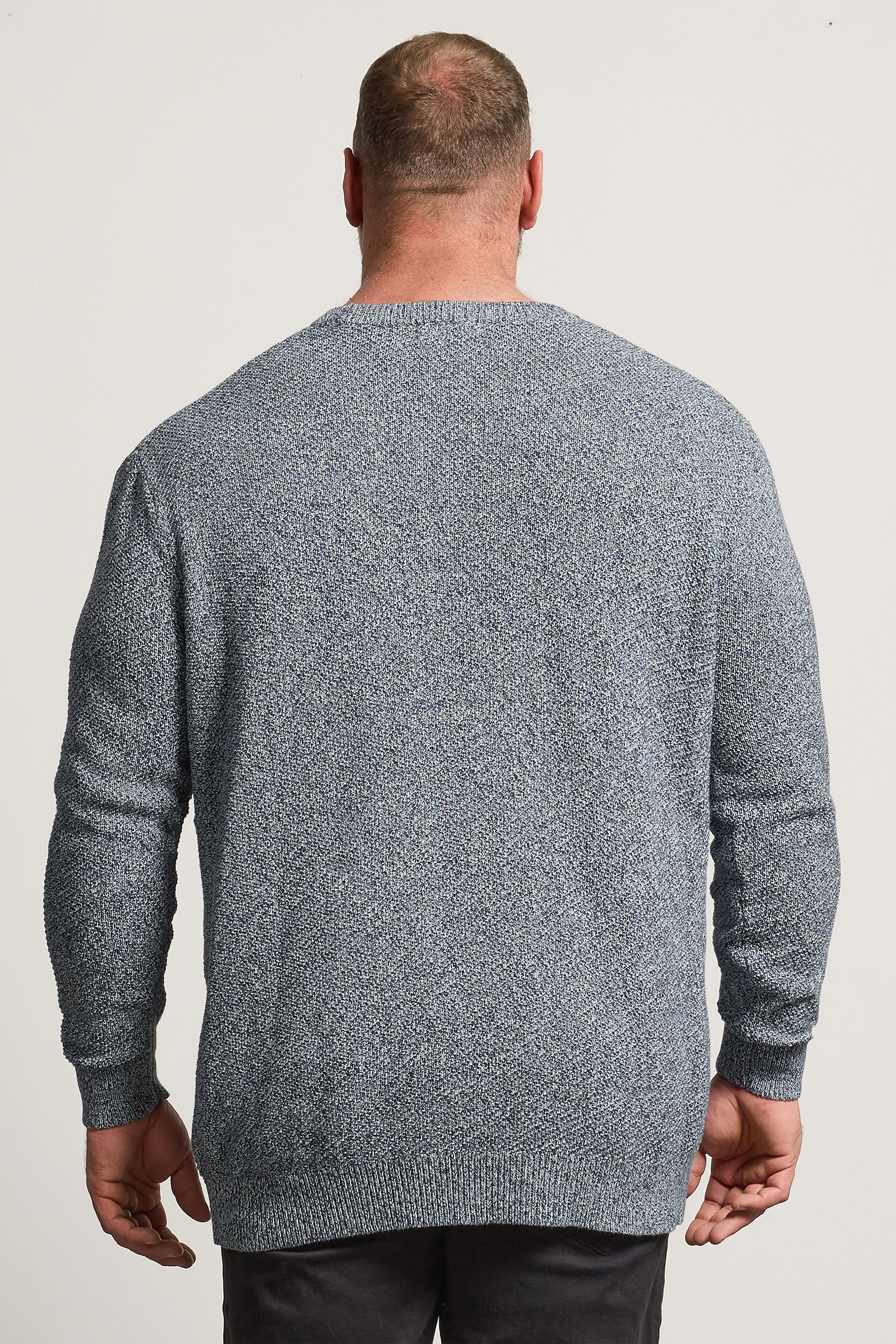 BadRhino Big & Tall Blue Crew Neck Knitted Jumper | BadRhino 3