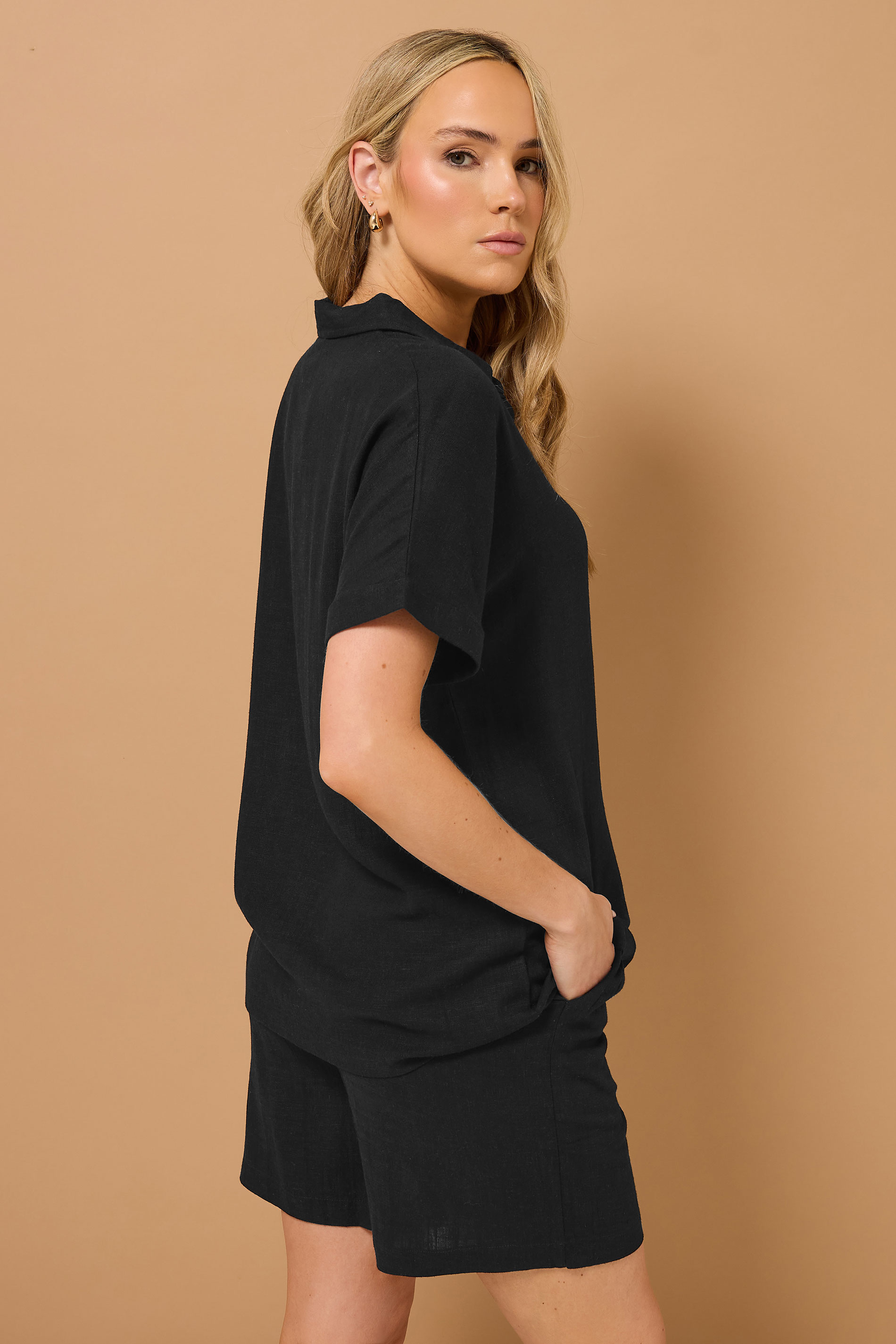 LTS Tall Black Linen Tie Shorts | Long Tall Sally 6