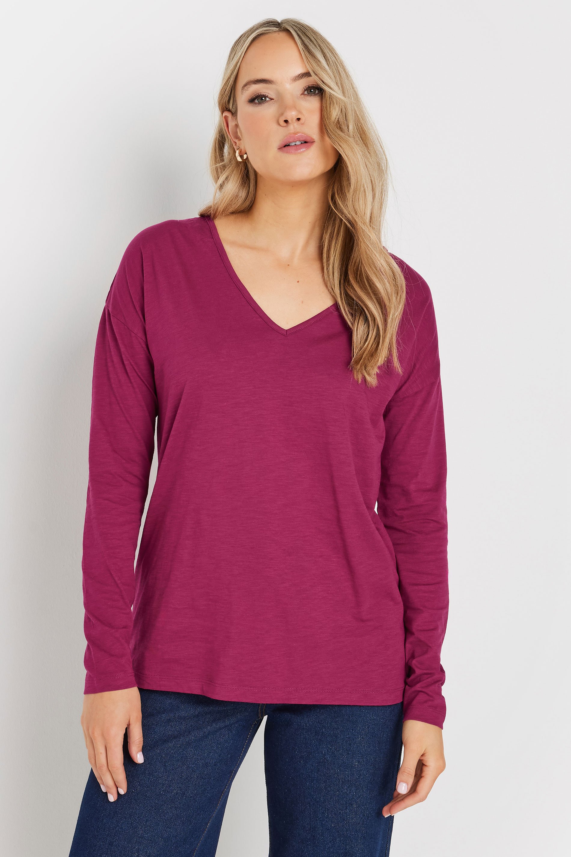LTS Tall 2 PACK Berry Pink & Grey Long Sleeve T-Shirts | Long Tall Sally 2