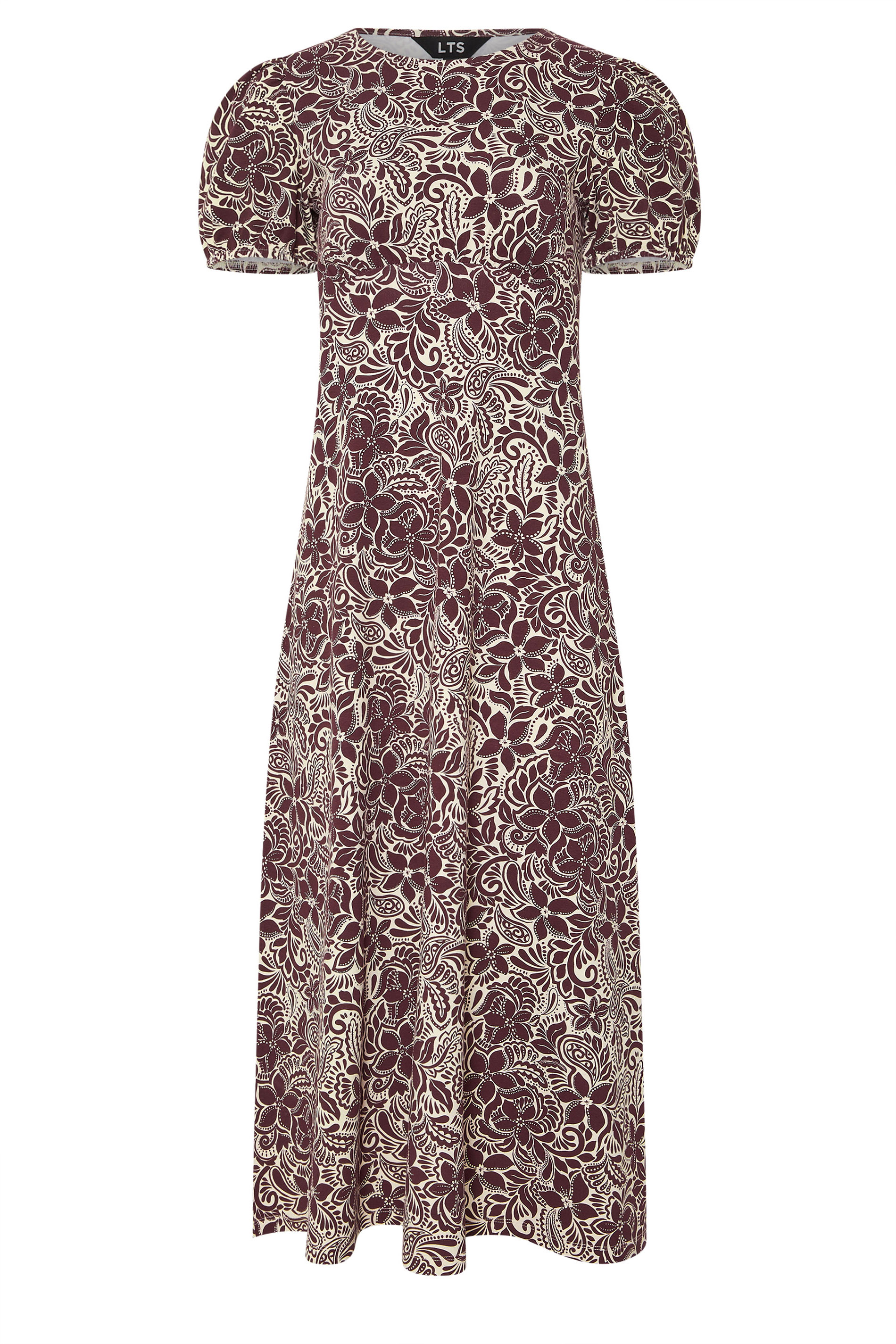 LTS Tall Purple Floral Puff Sleeve Midi Dress | Long Tall Sally 5