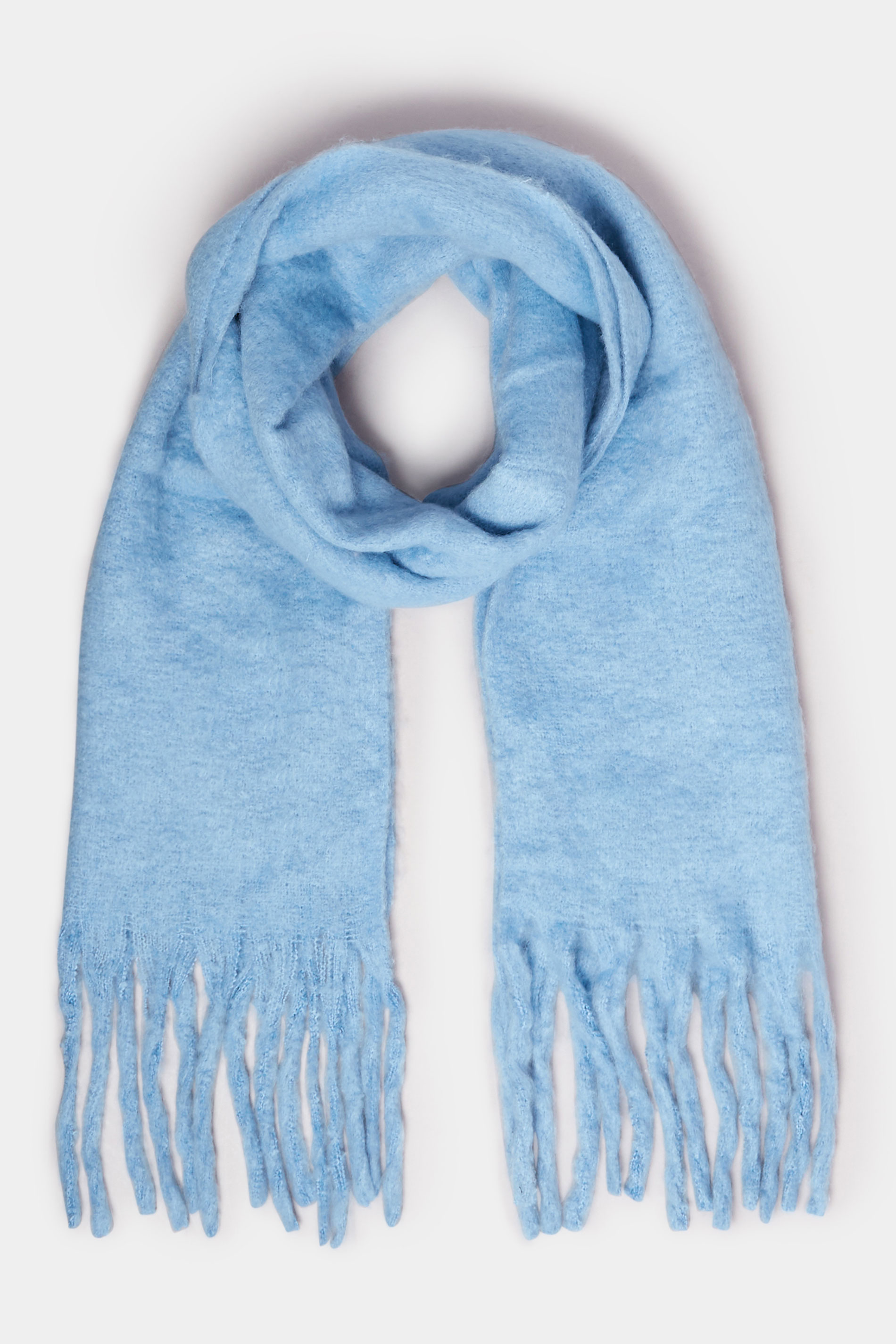 Light Blue Tassel Trim Chunky Scarf | Yours Clothing 2