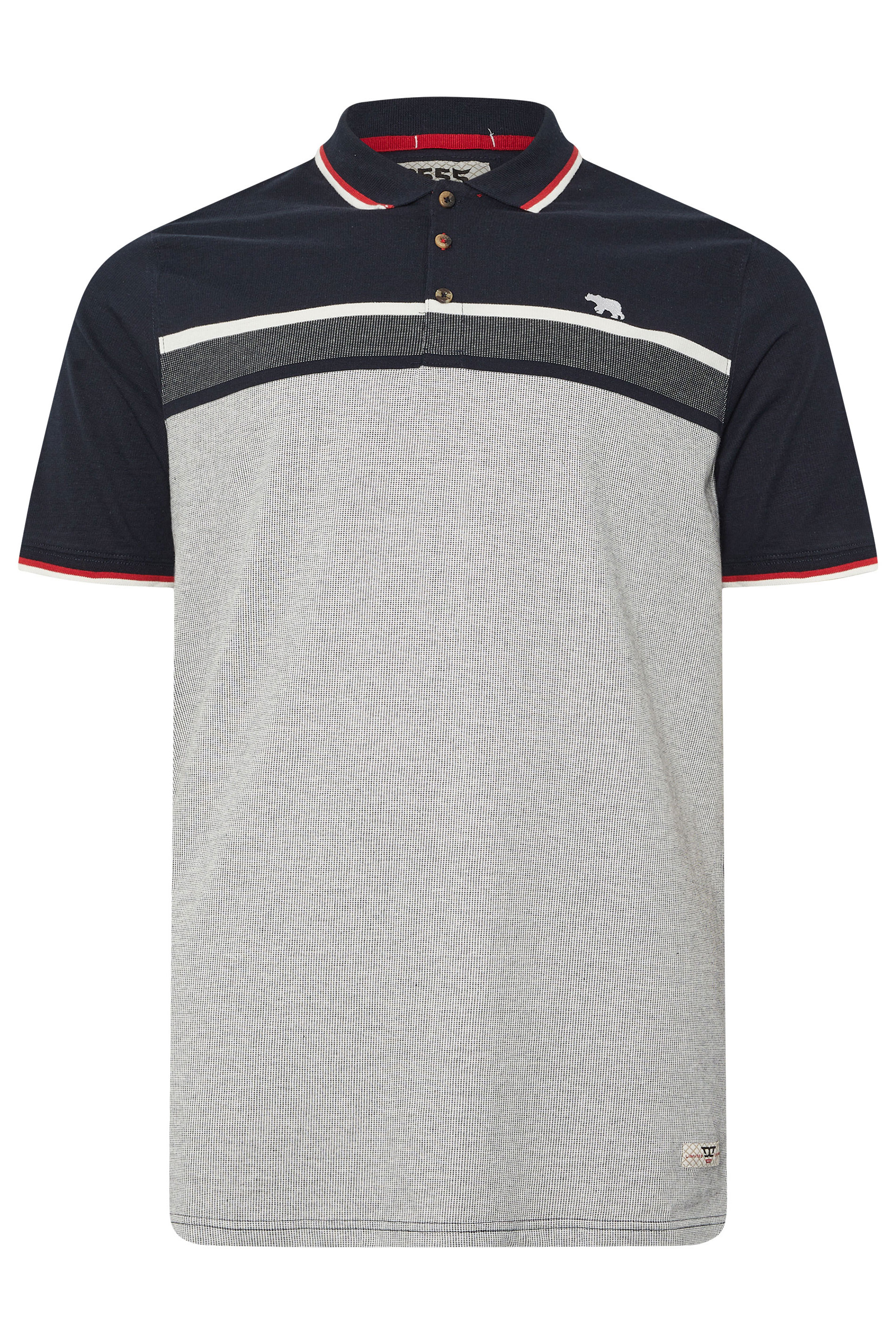 D555 Big & Tall Blue Jacquard Polo Shirt | BadRhino 3