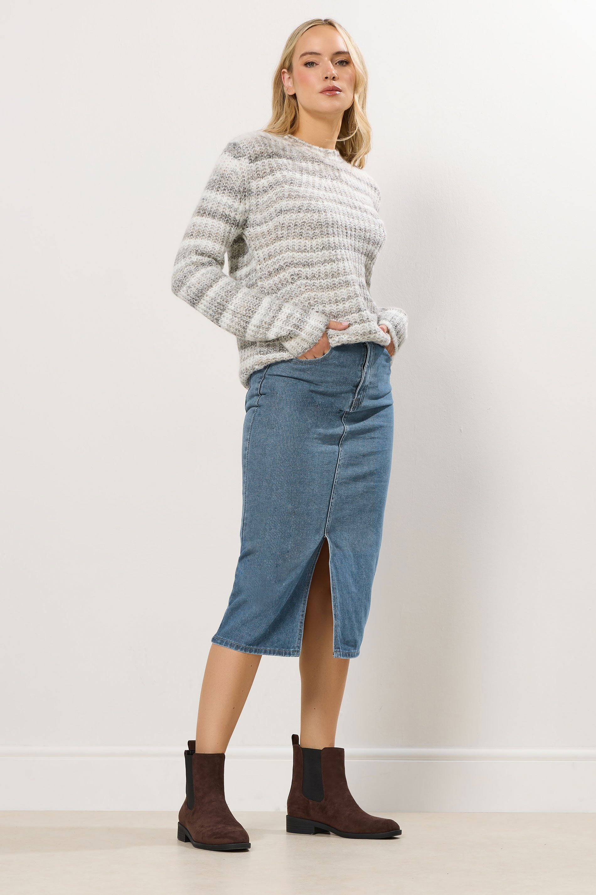LTS Tall Blue Denim Midi Skirt | Long Tall Sally  1