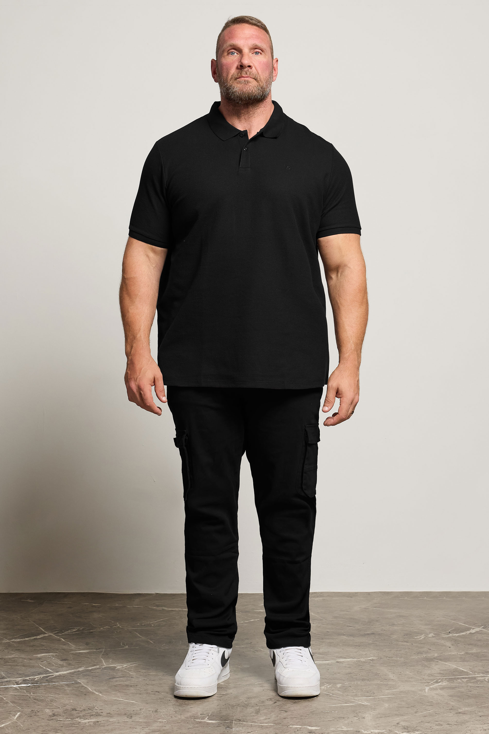 JACK & JONES Big & Tall Black Austin Polo Shirt | BadRhino 2