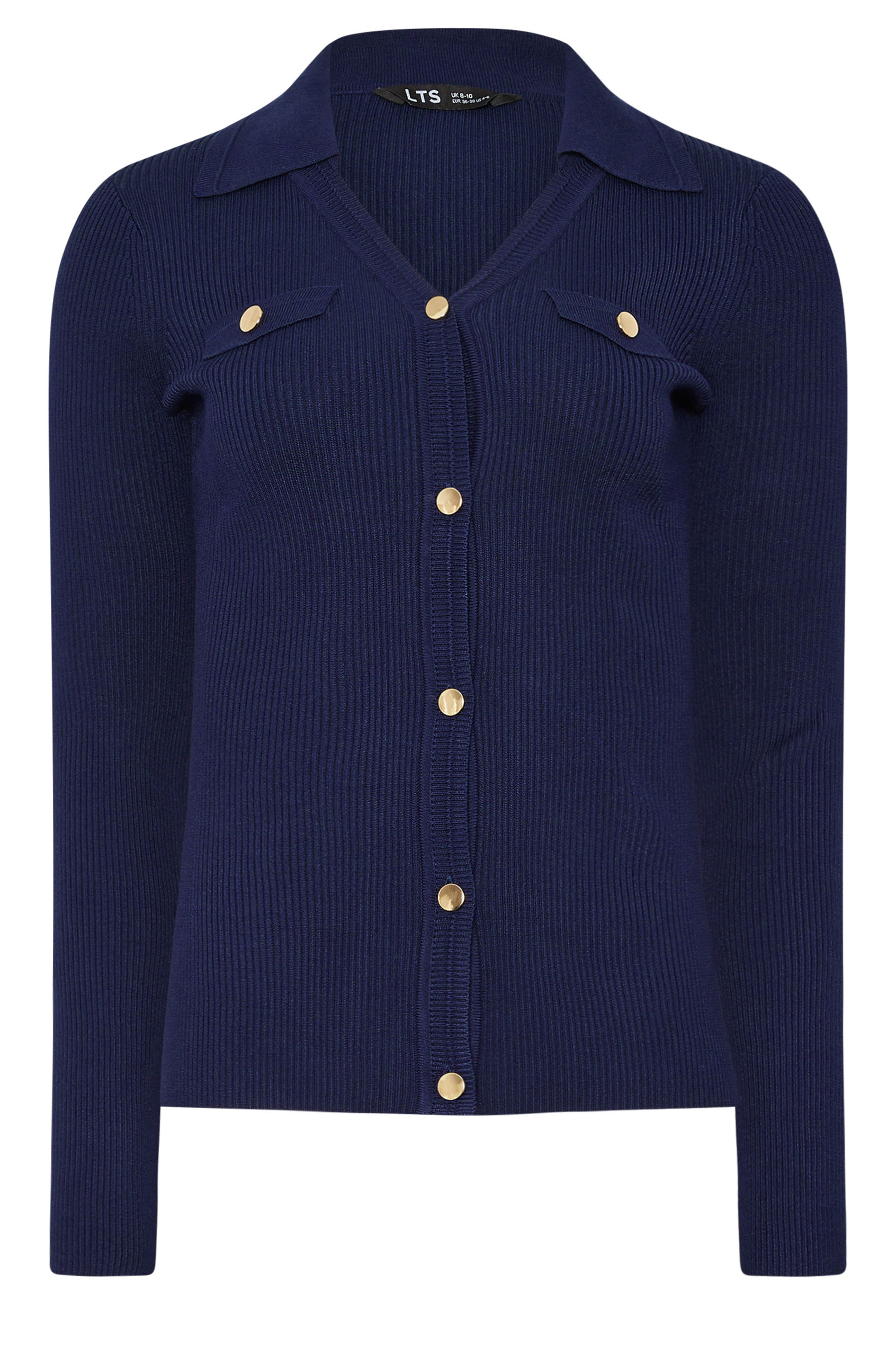 LTS Tall Navy Blue Ribbed Button Detail Top | Long Tall Sally 5