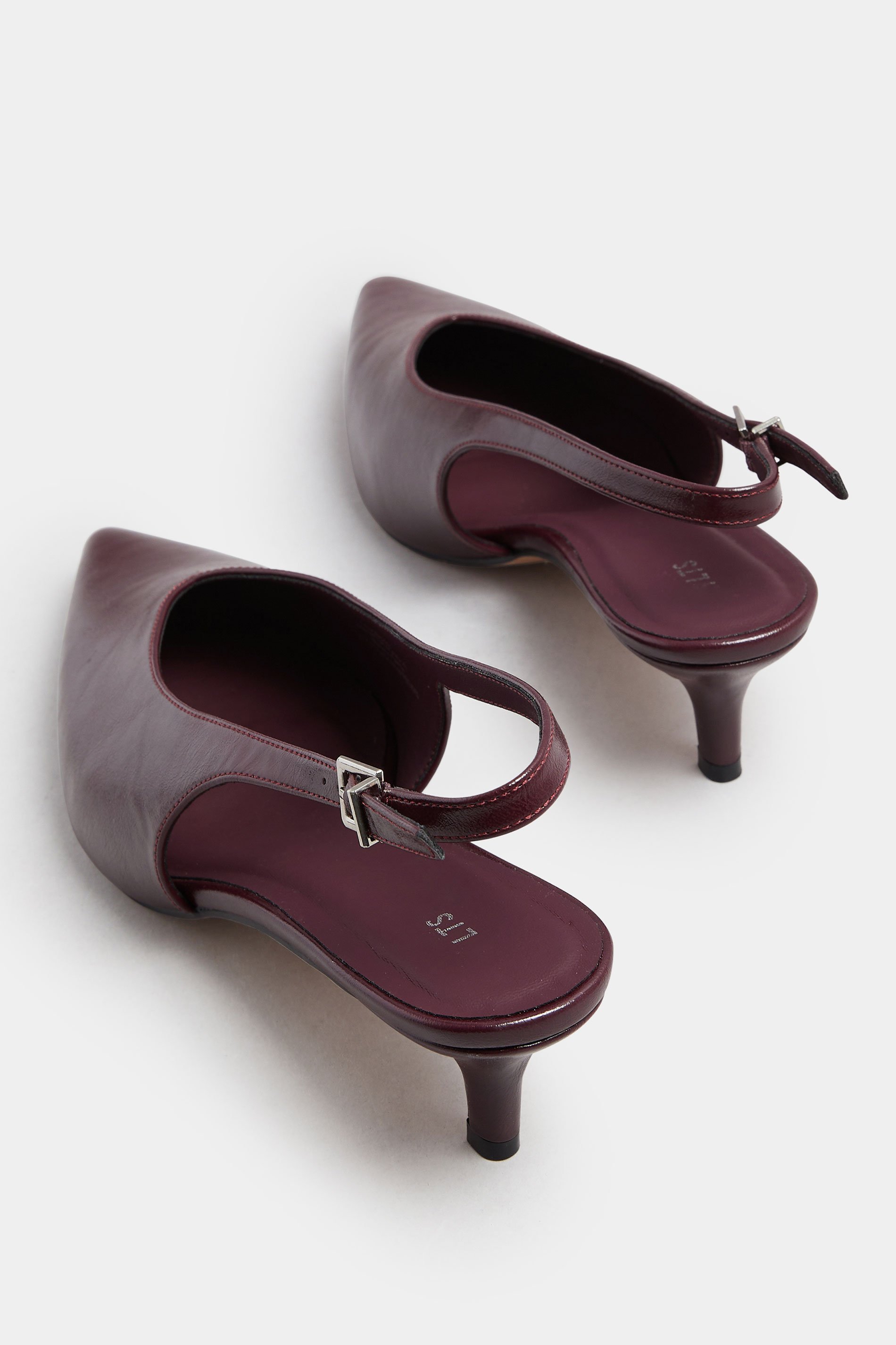 LTS Burgundy Red Pointed Slingback Kitten Heel | Long Tall Sally 4
