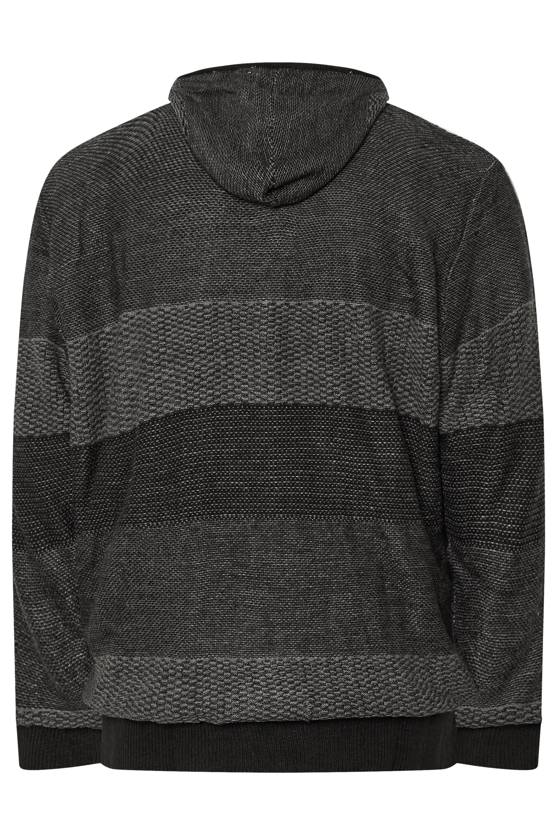 KAM Big & Tall Charcoal Grey Sherpa Stripe Hoodie | BadRhino 4