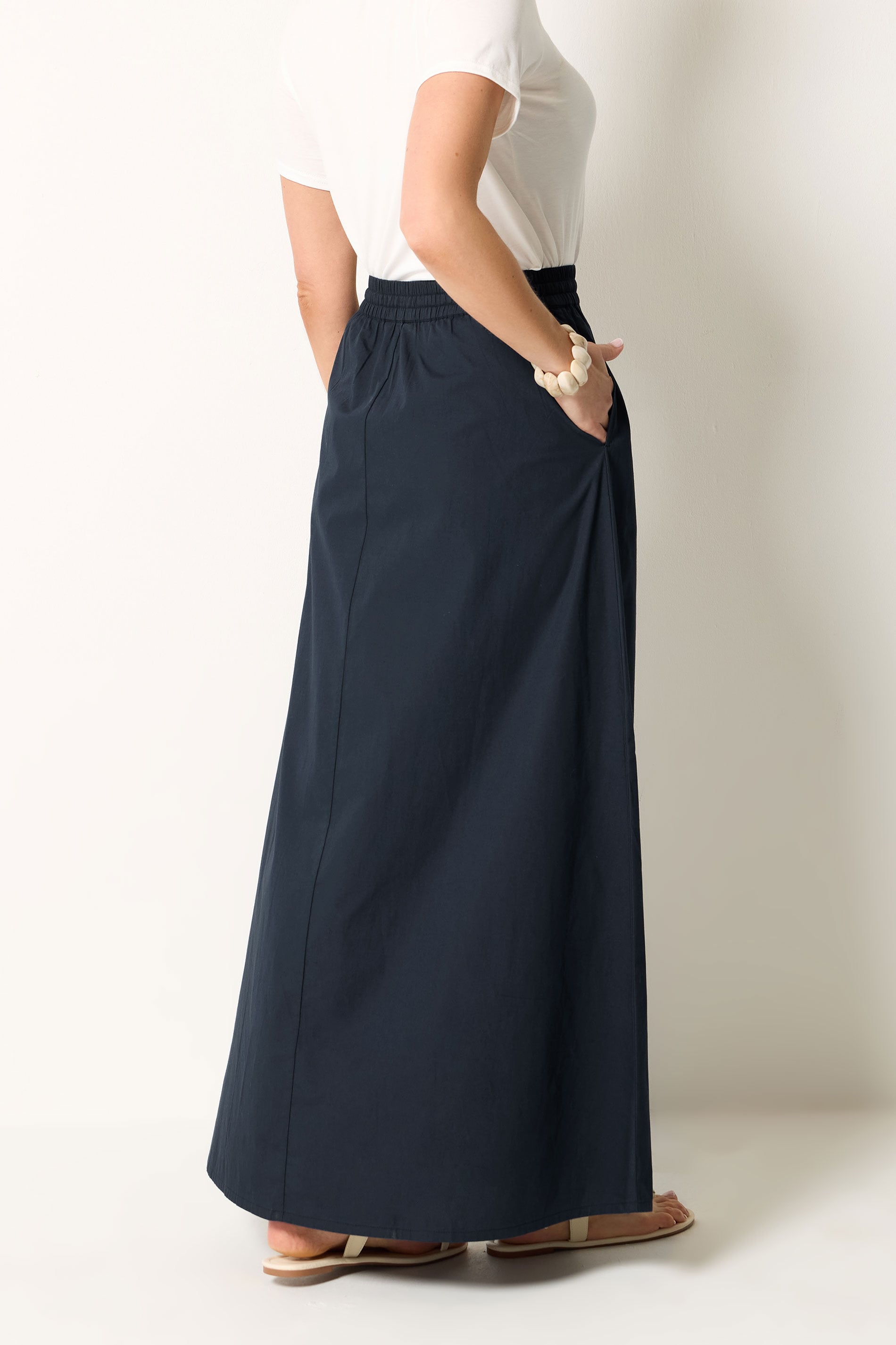 LTS Tall Women's Navy Blue Pull On Cotton Maxi Skirt | Long Tall Sally 2