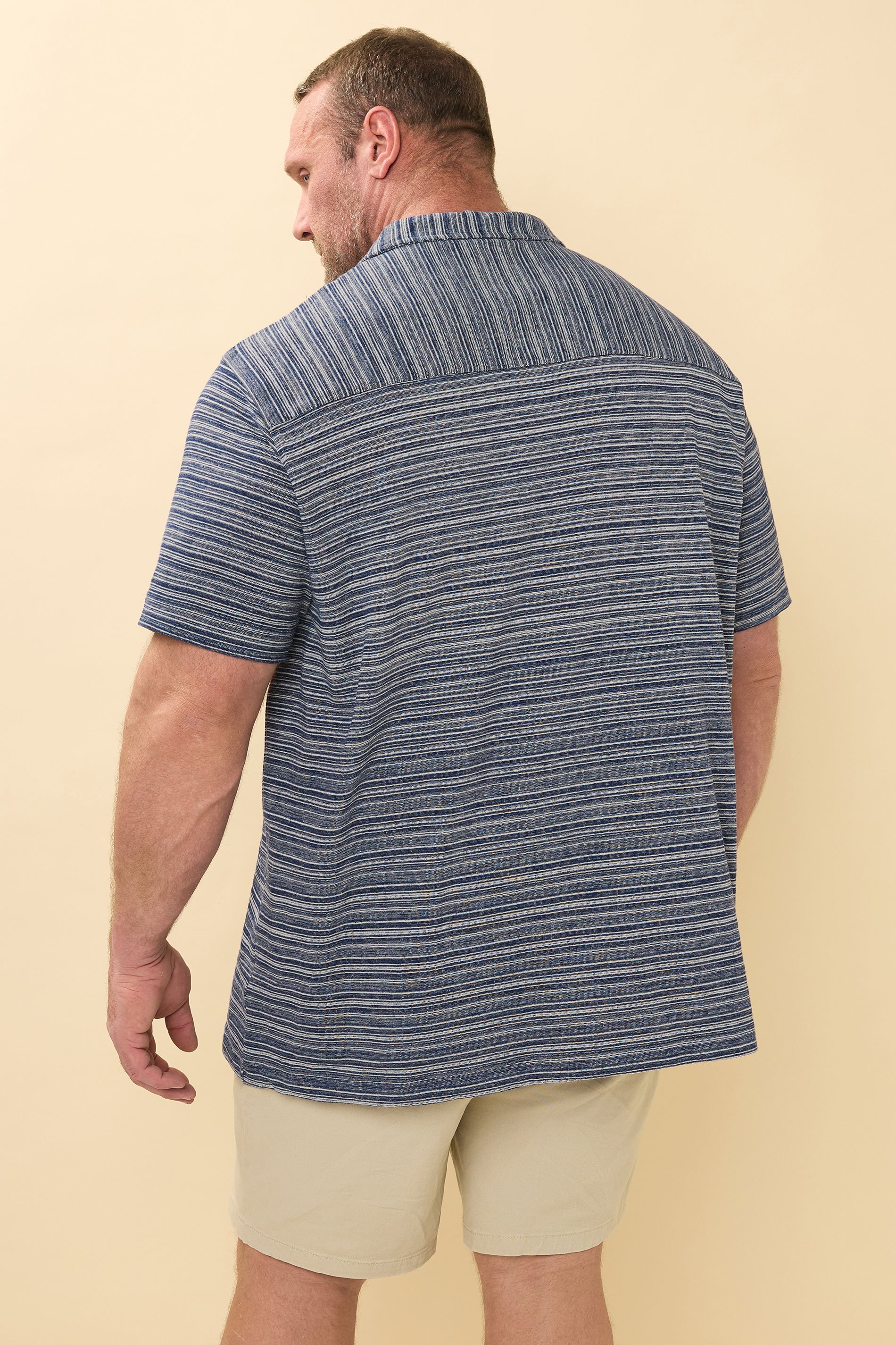 BadRhino Big & Tall Blue Jacquard Stripe Jersey Revere Shirt | BadRhino 4