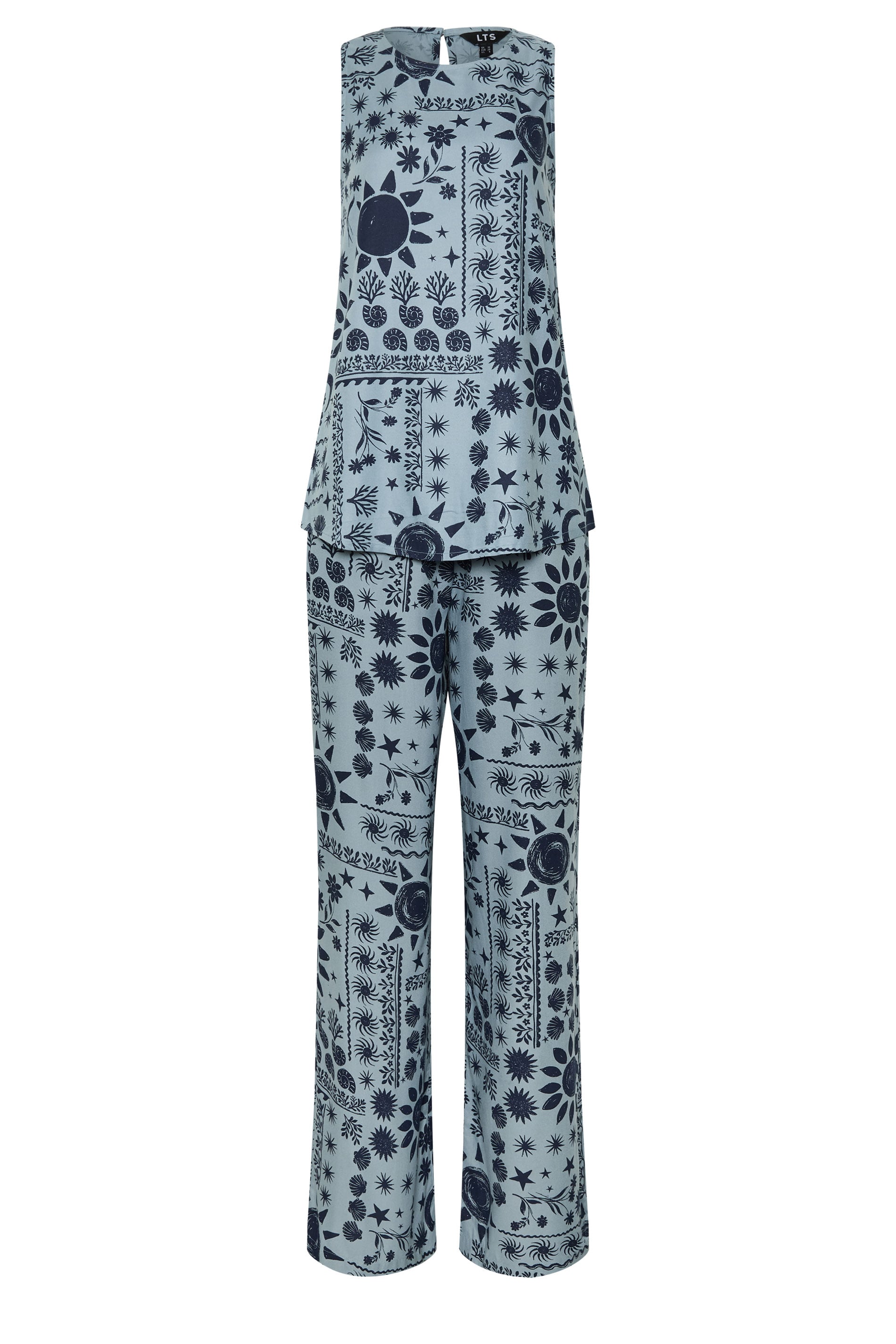 LTS Tall Women's Set Blue Coastal Print Top & Wide Leg Trousers | Long Tall Sally 5
