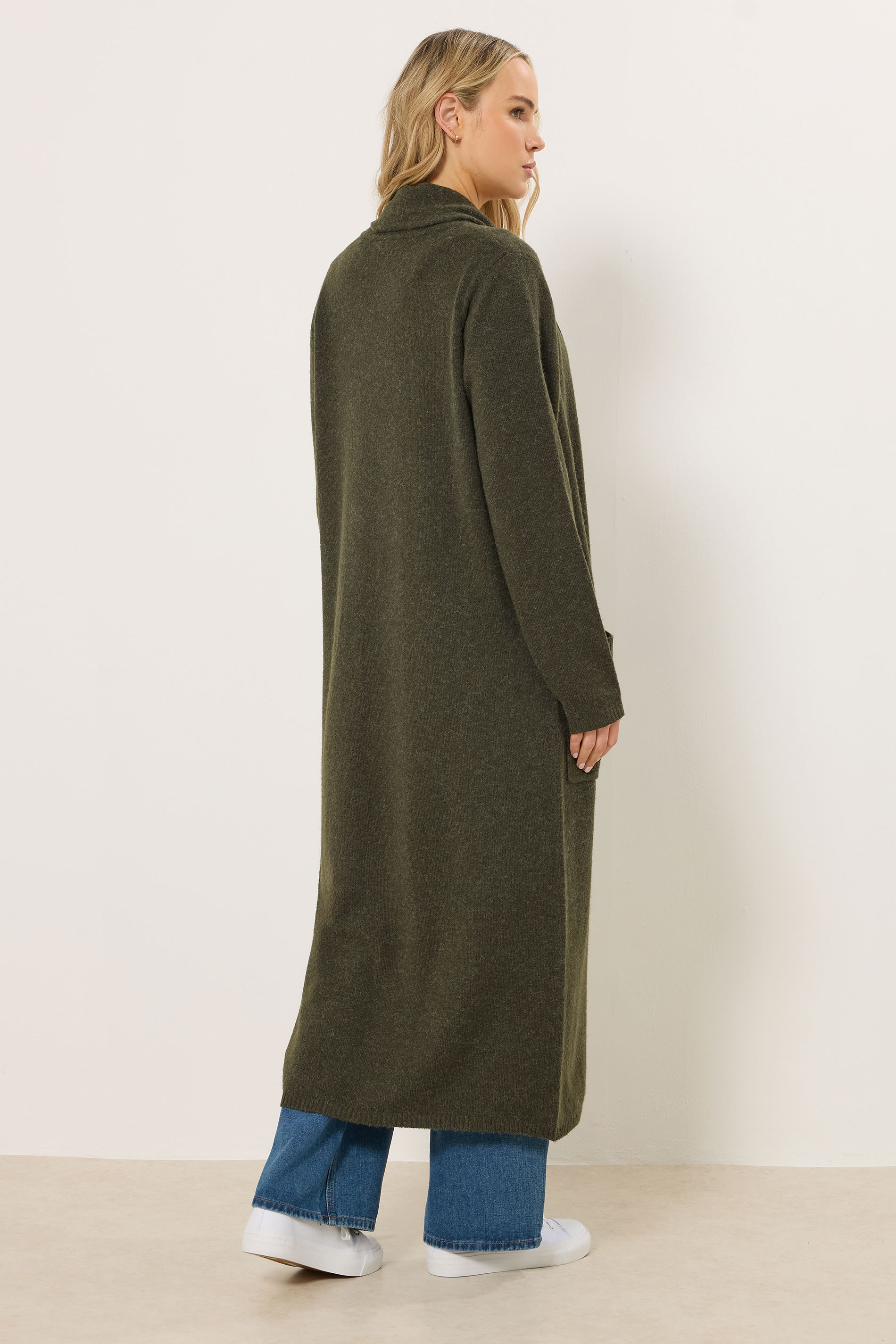 LTS Tall Women's Khaki Green Knitted Maxi Cardigan | Long Tall Sally 4