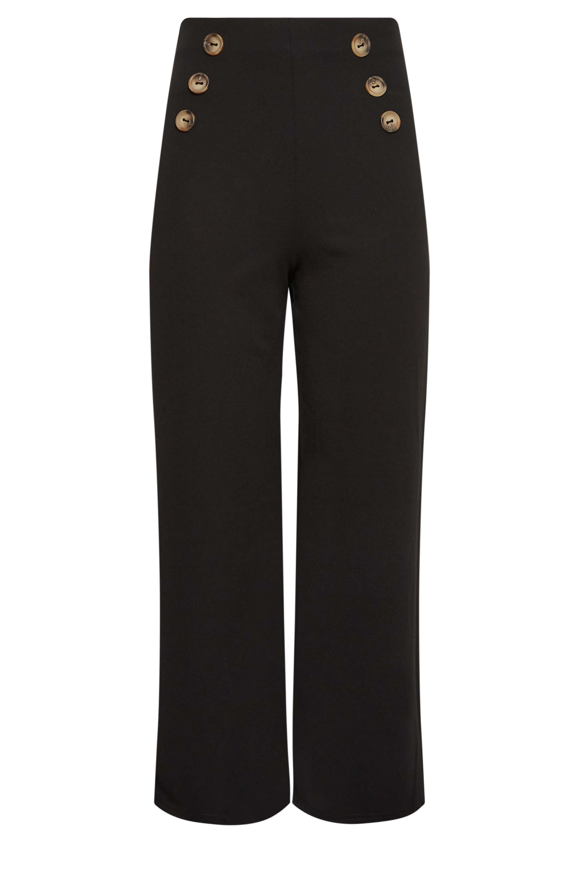LTS Tall Black Button Cropped Trousers | Long Tall Sally 4