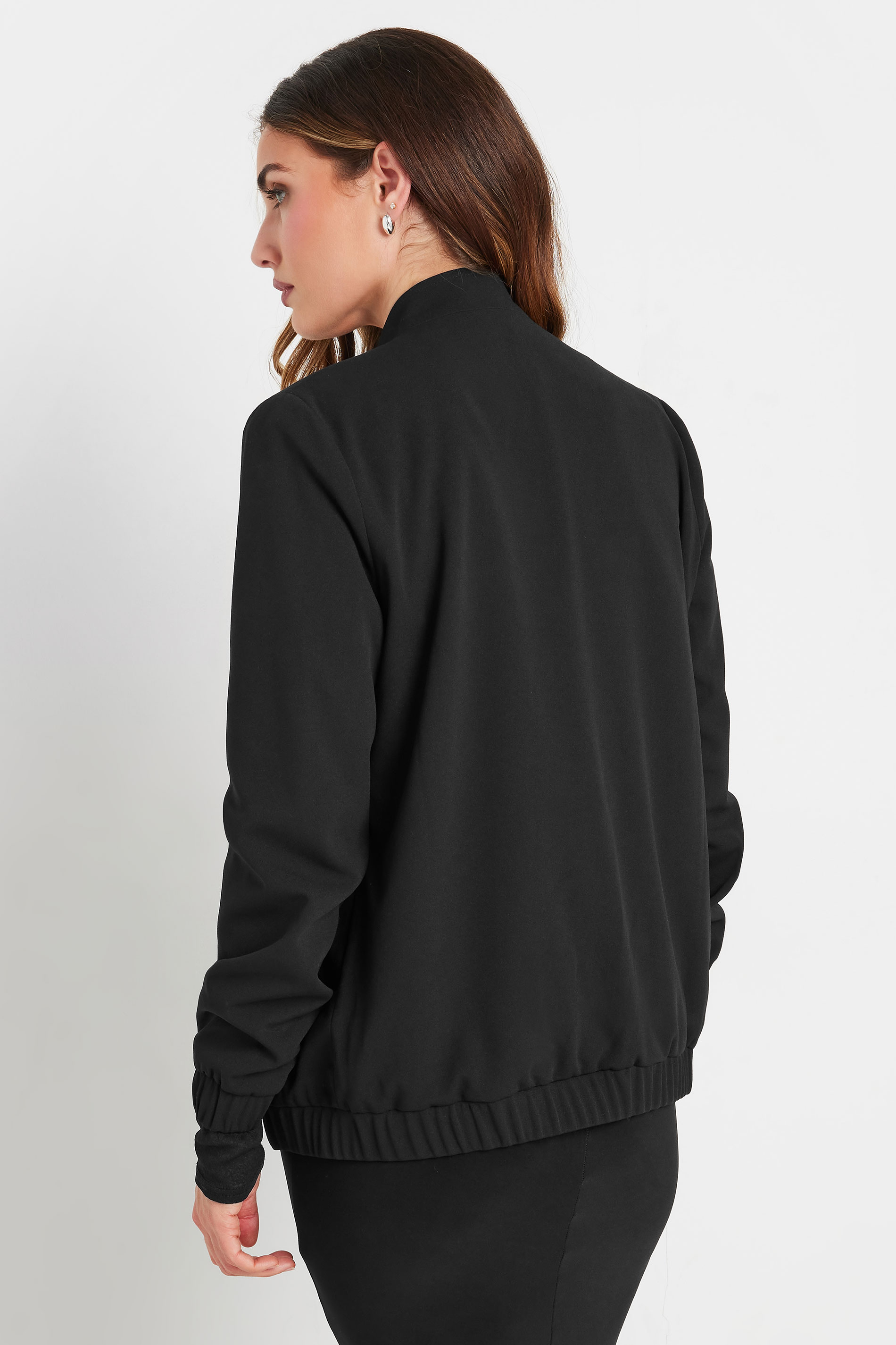 LTS Tall Black Scuba Zip Bomber Jacket | Long Tall Sally 5