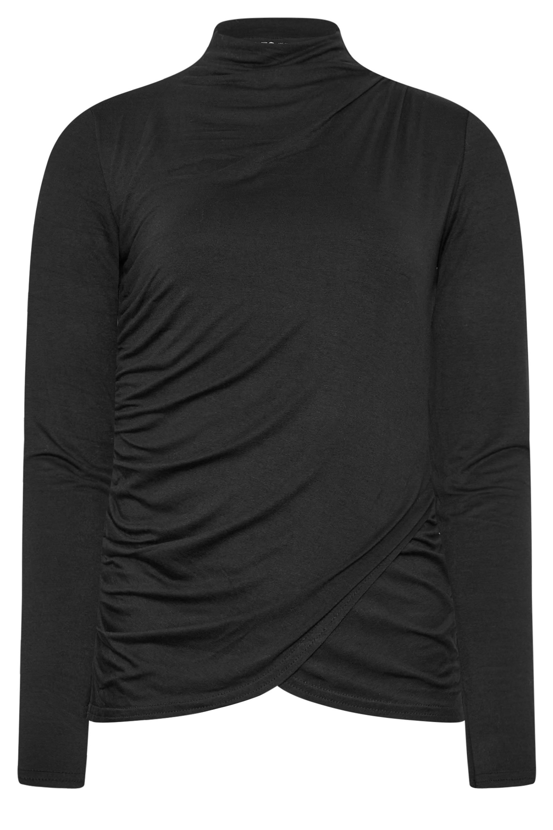LTS Tall Black High Neck Draped Top | Long Tall Sally 5