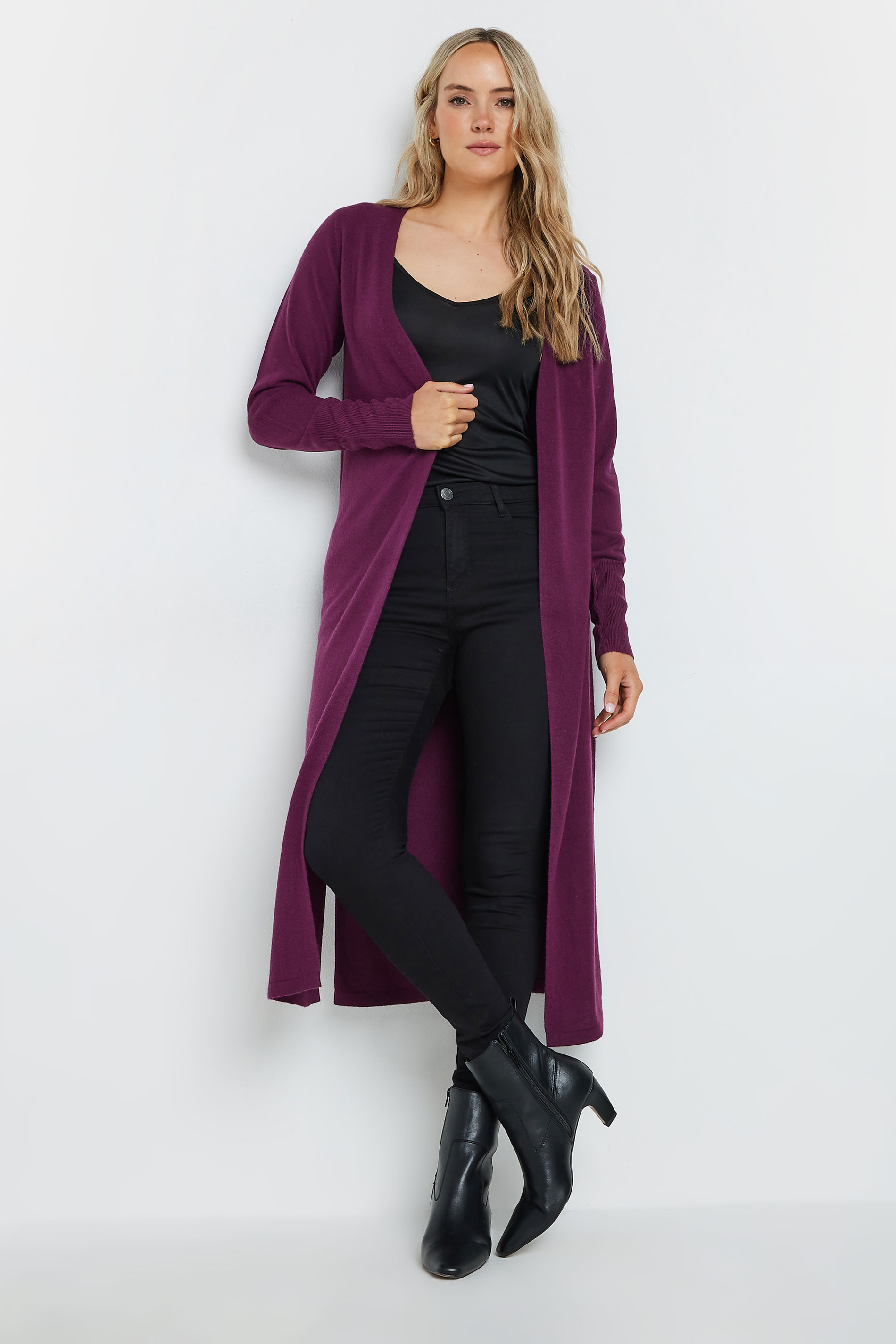 LTS Tall Burgundy Red Longline Cardigan | Long Tall Sally 1