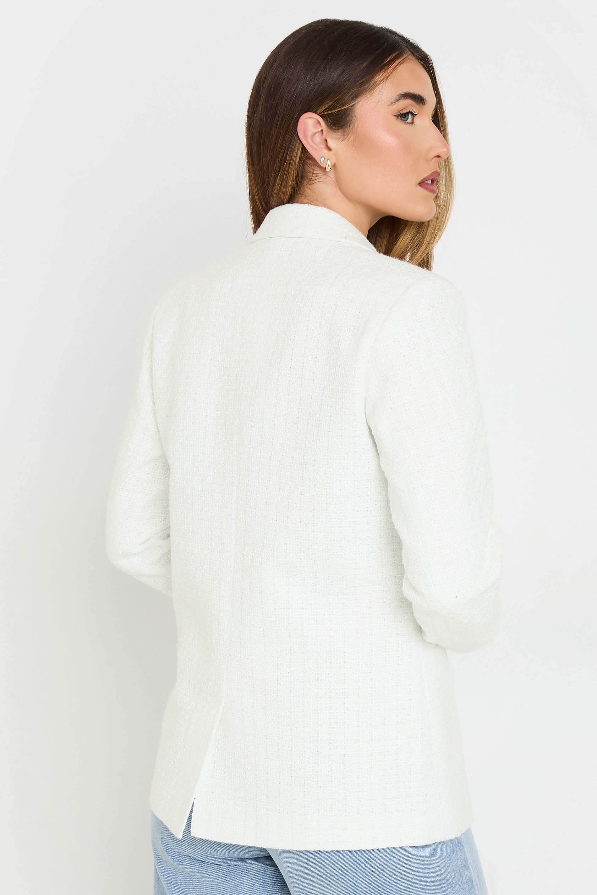 LTS Tall Ivory White Tailored Boucle Blazer | Long Tall Sally 5