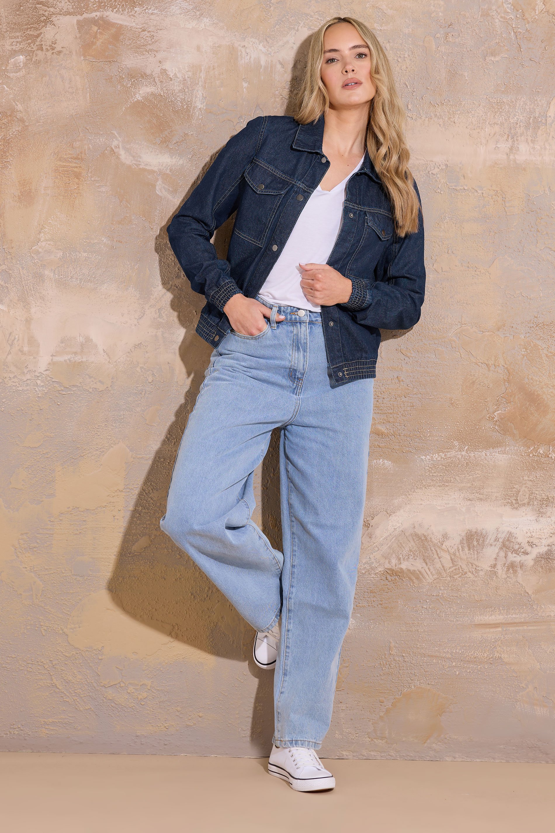 LTS Tall Indigo Blue Denim Bomber Jacket | Long Tall Sally 2