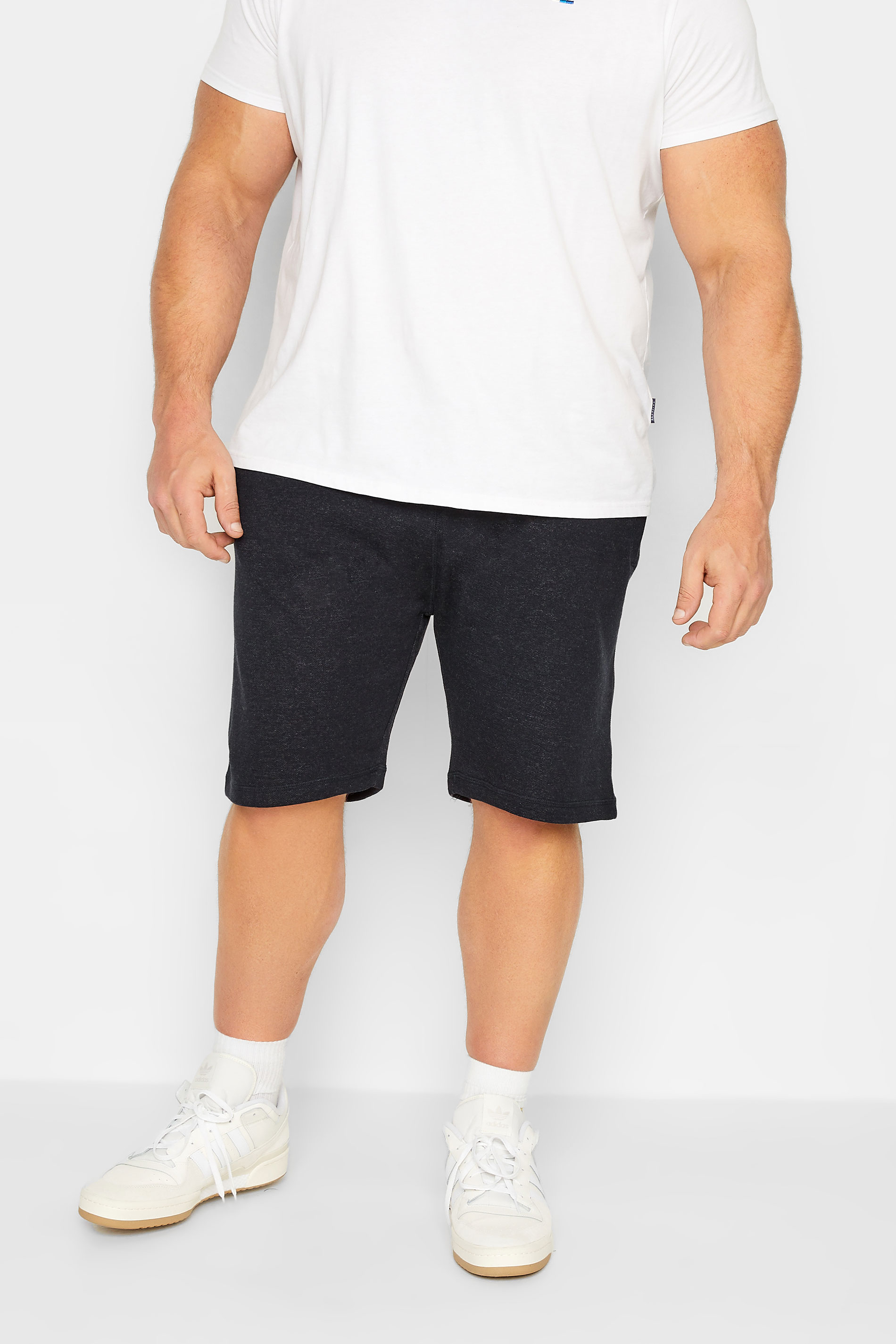 D555 Big & Tall Blue Elasticated Waist Tipped Shorts | BadRhino 1