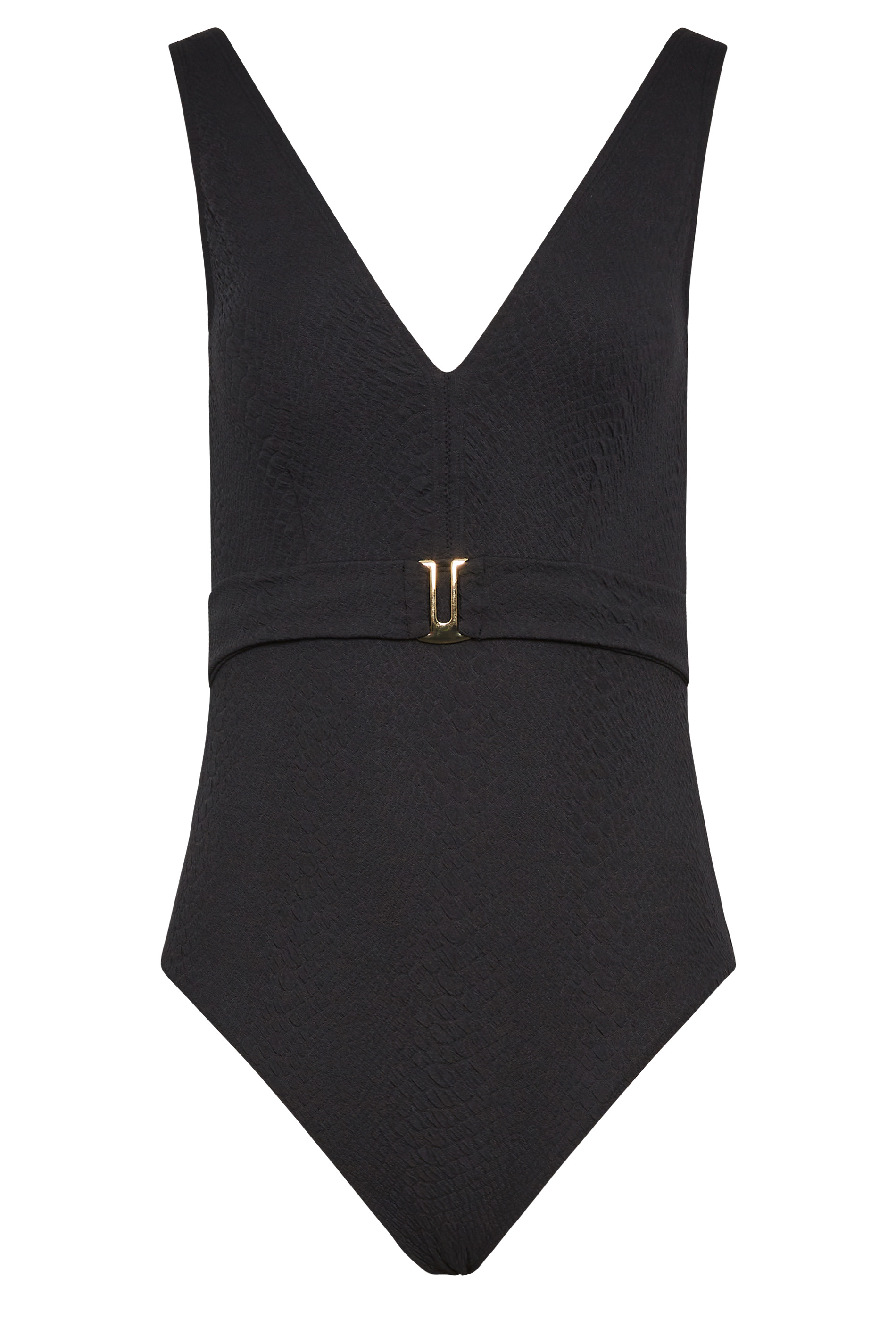 LTS Tall Black Textured Belt Swimsuit | Long Tall Sally 7