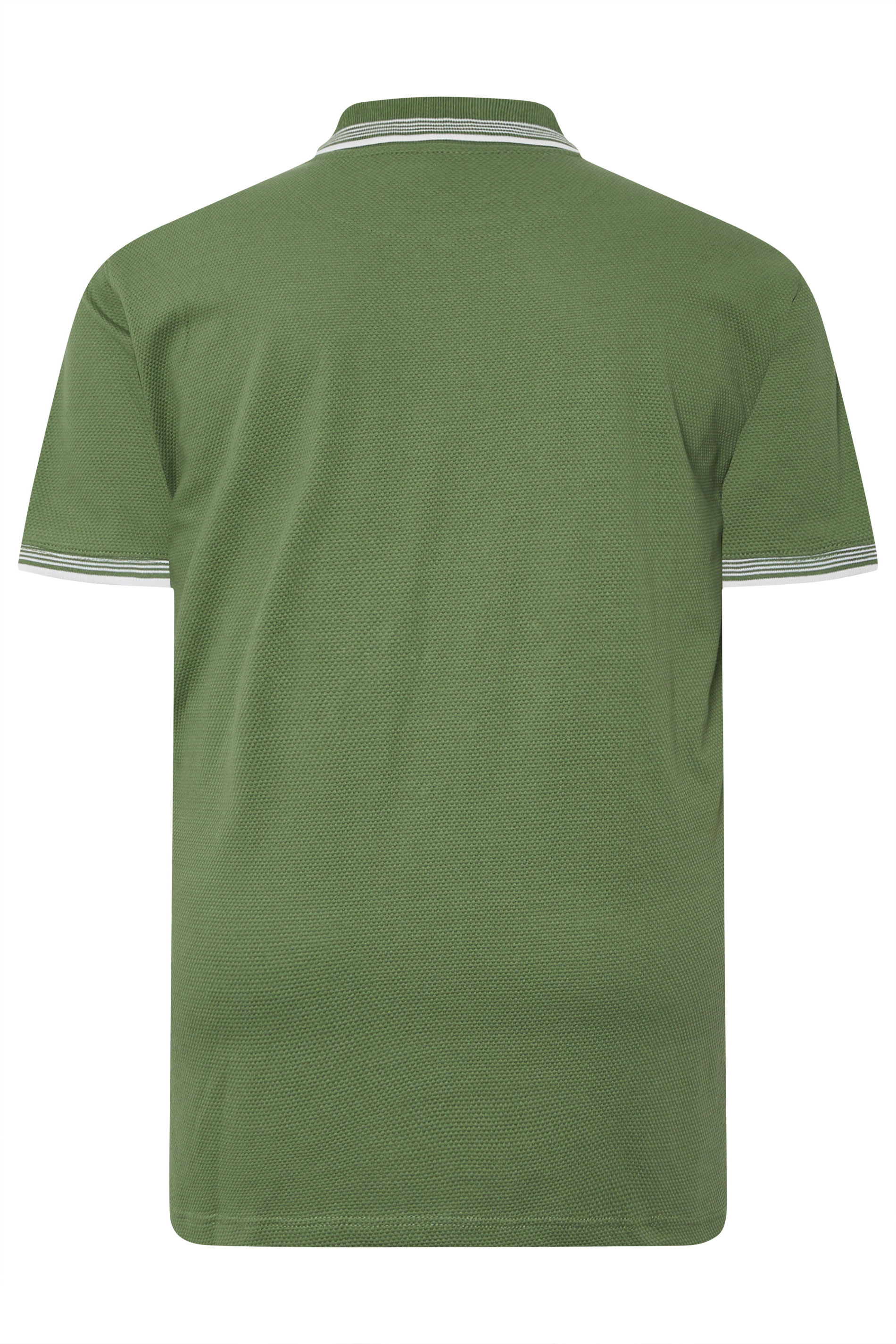KAM Big & Tall Green Textured Zip Up Polo Shirt | BadRhino 4