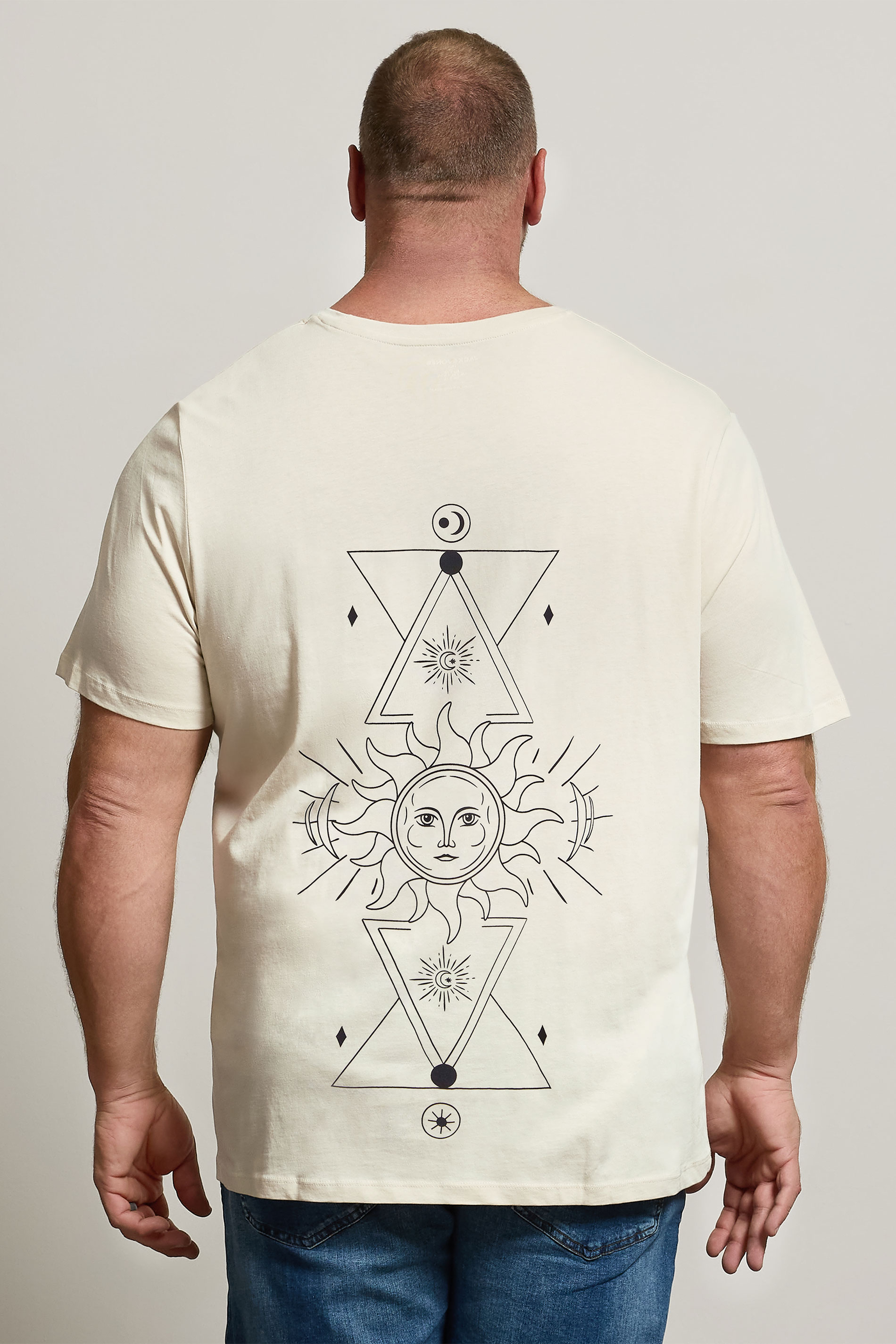JACK & JONES Big & Tall Moonbeam White 'Astrology Sun' Print T-Shirt | BadRhino 3